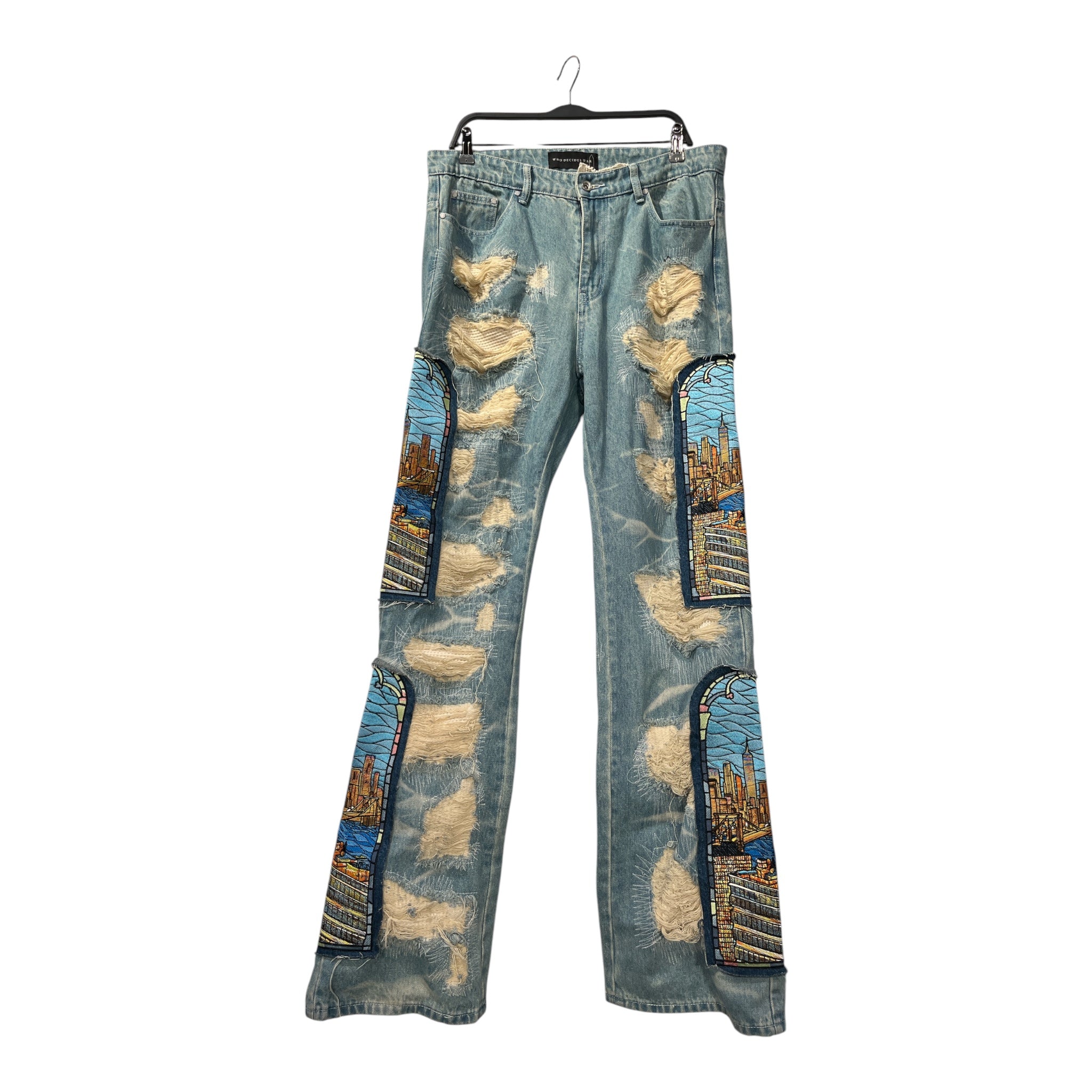 WHO DECIDES WAR/Bootcut Pants/34/Cotton/BLU/All Over Print/STAINED GLASS view 1