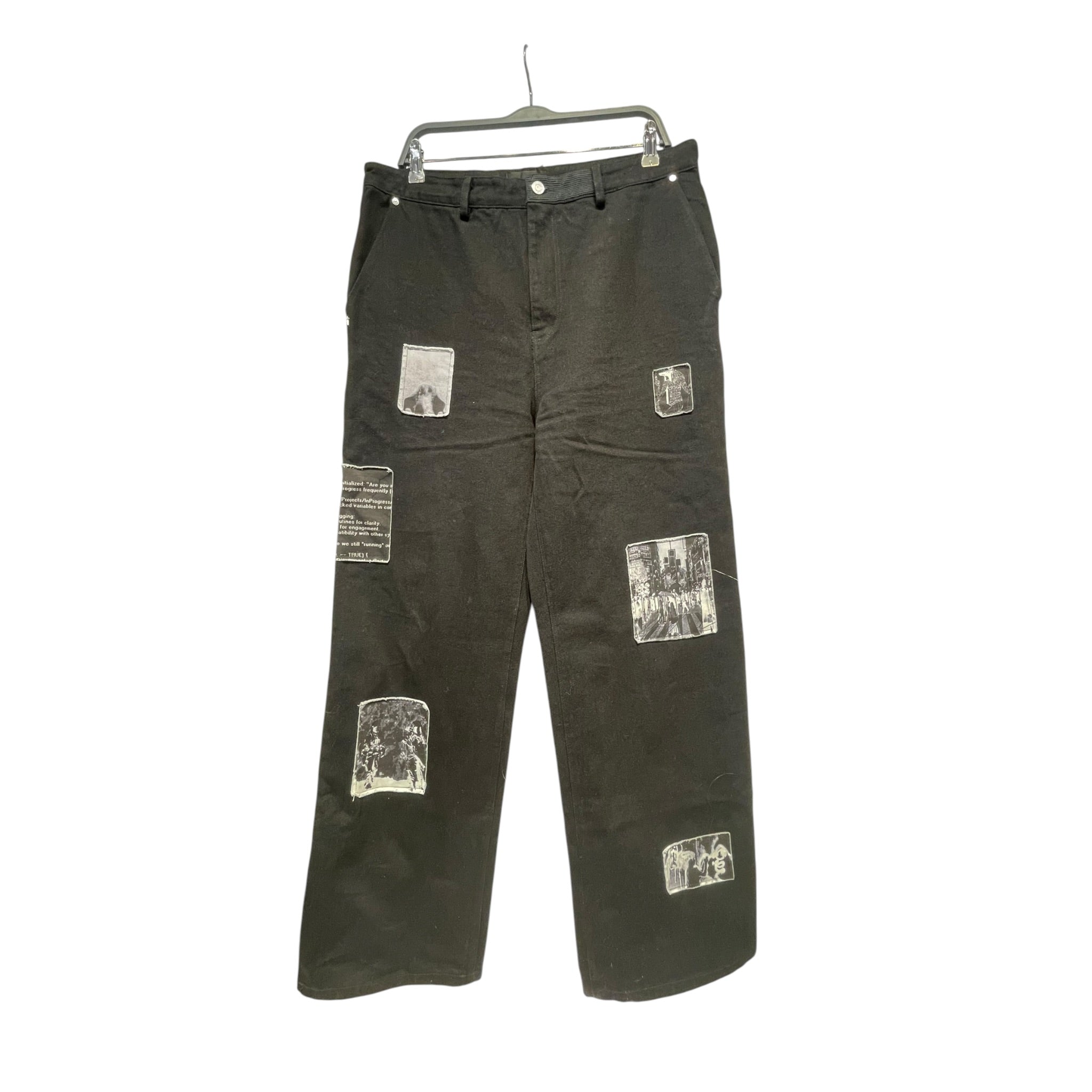 r+a/Straight Pants/M/Cotton/BLK/All Over Print/ view 1