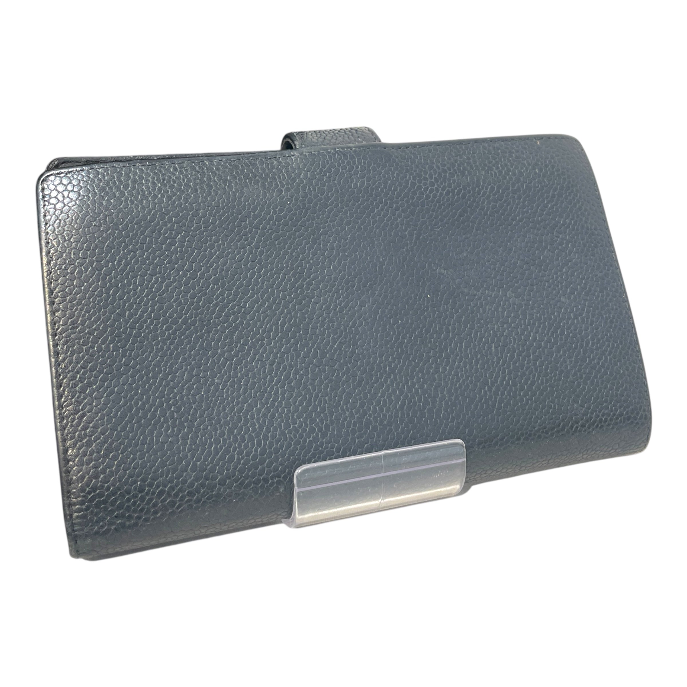 CHANEL/Bifold Wallet/Stripe/Leather/BLK/Caviar Bifold view 2