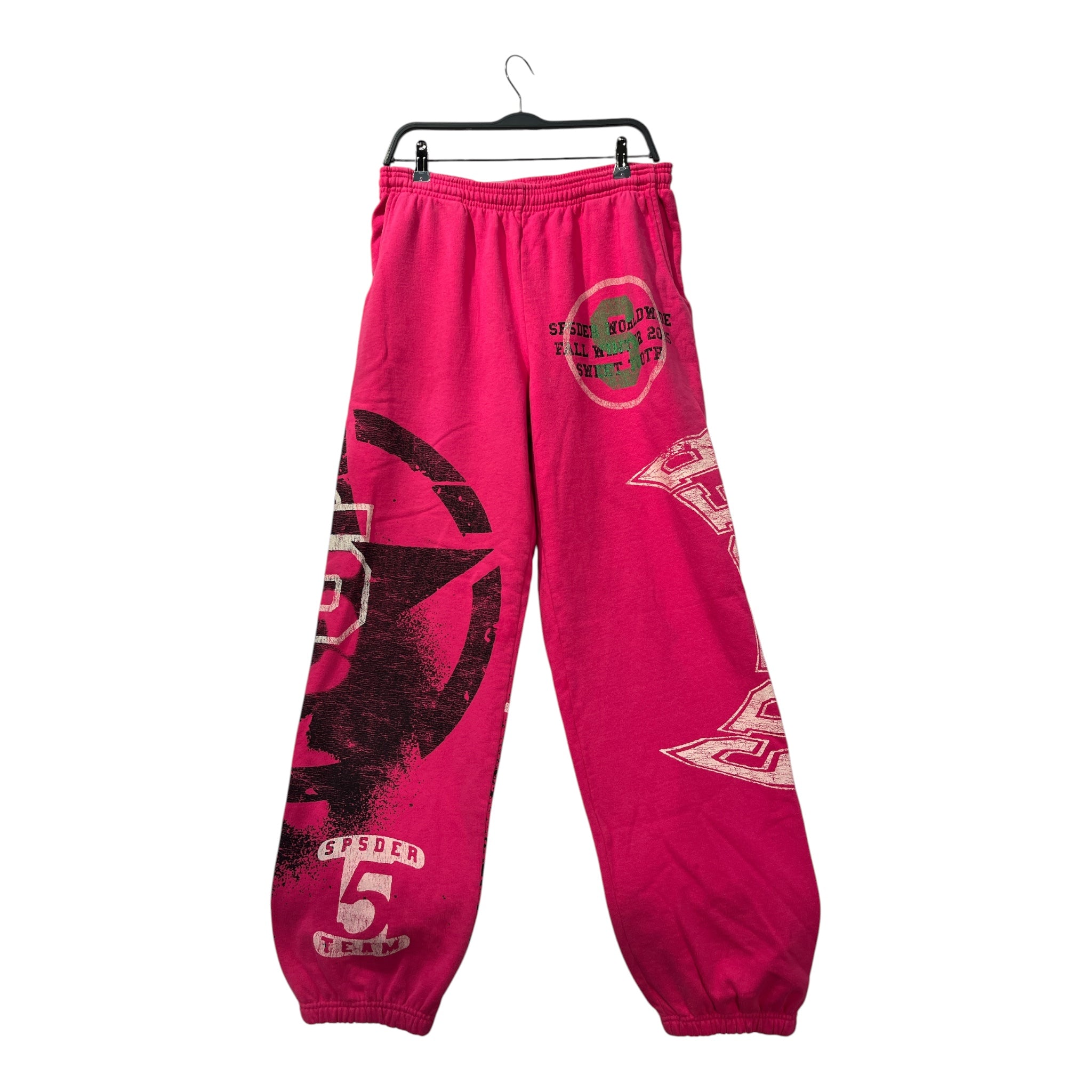 Sp5der/Bottoms/L/Graphic/Cotton/PNK/STENCIL TRACK PANTS GREEN S view 1