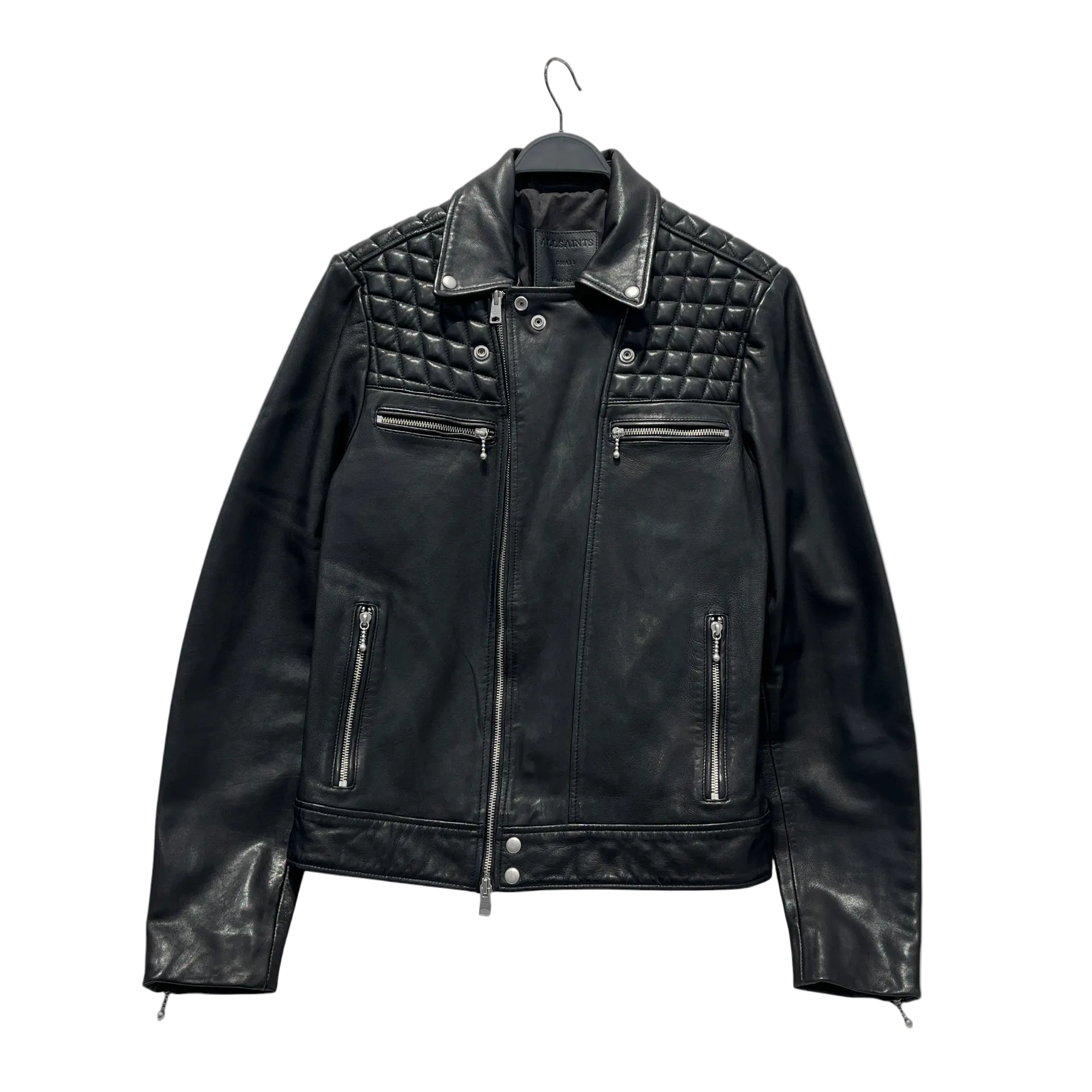 ALLSAINTS/Leather Jkt/S/Leather/BLK/Double Breasted/Lambskin Moto Biker Jacket view 1