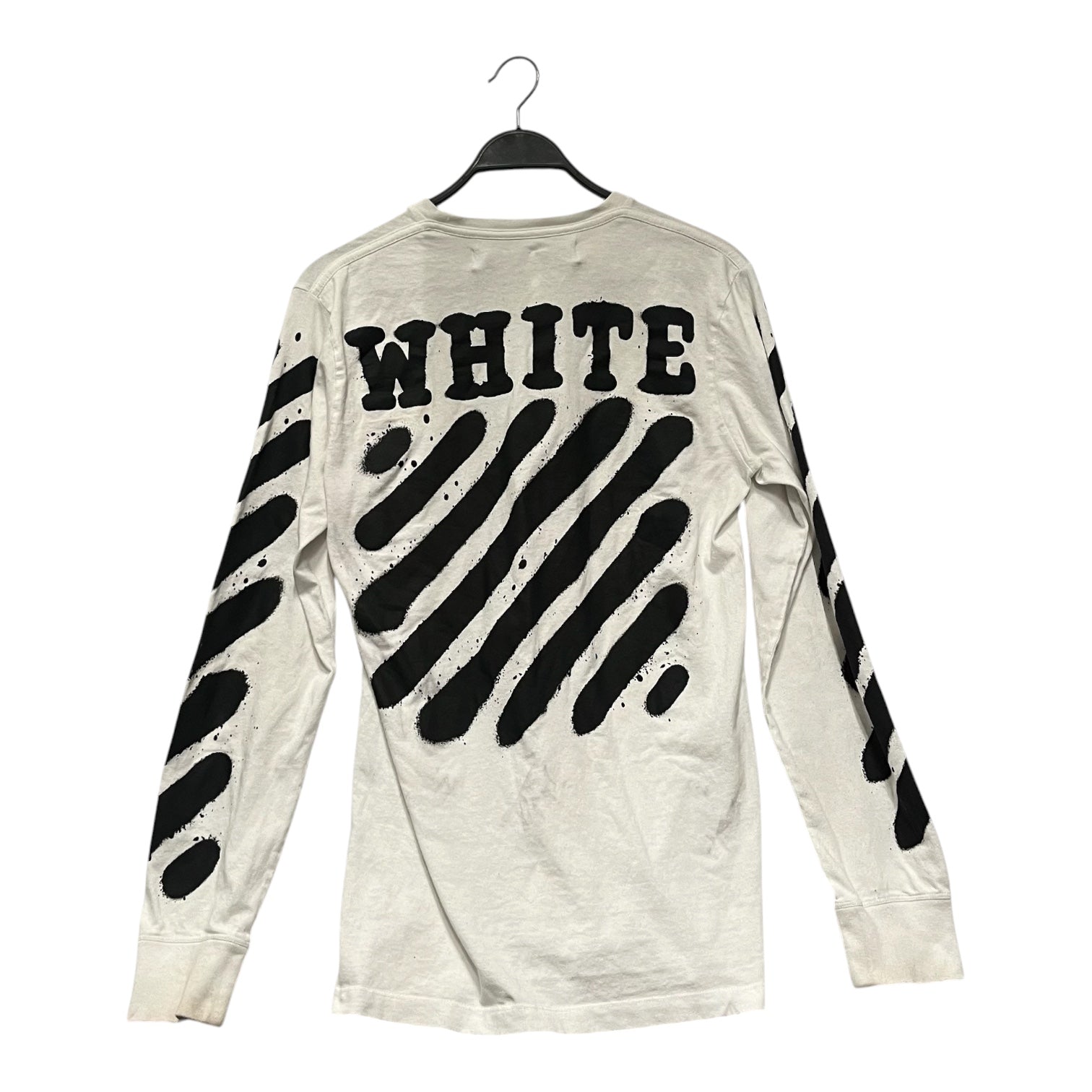 OFF-WHITE/LS T-Shirt/M/Cotton/WHT/spray paint view 2