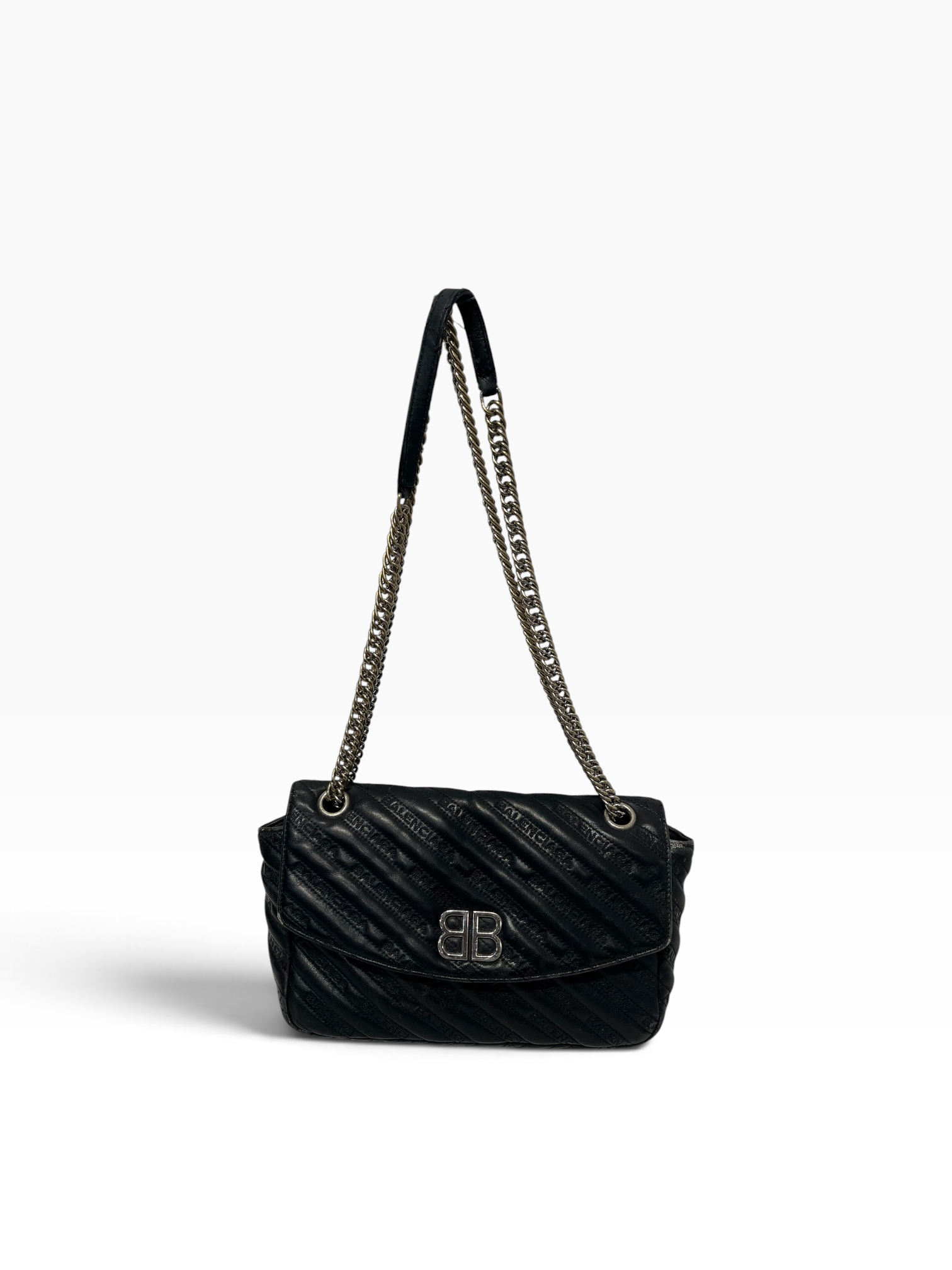 BALENCIAGA/Cross Body Bag/Leather/BLK/BB Quilted leather shoulder ba view 5