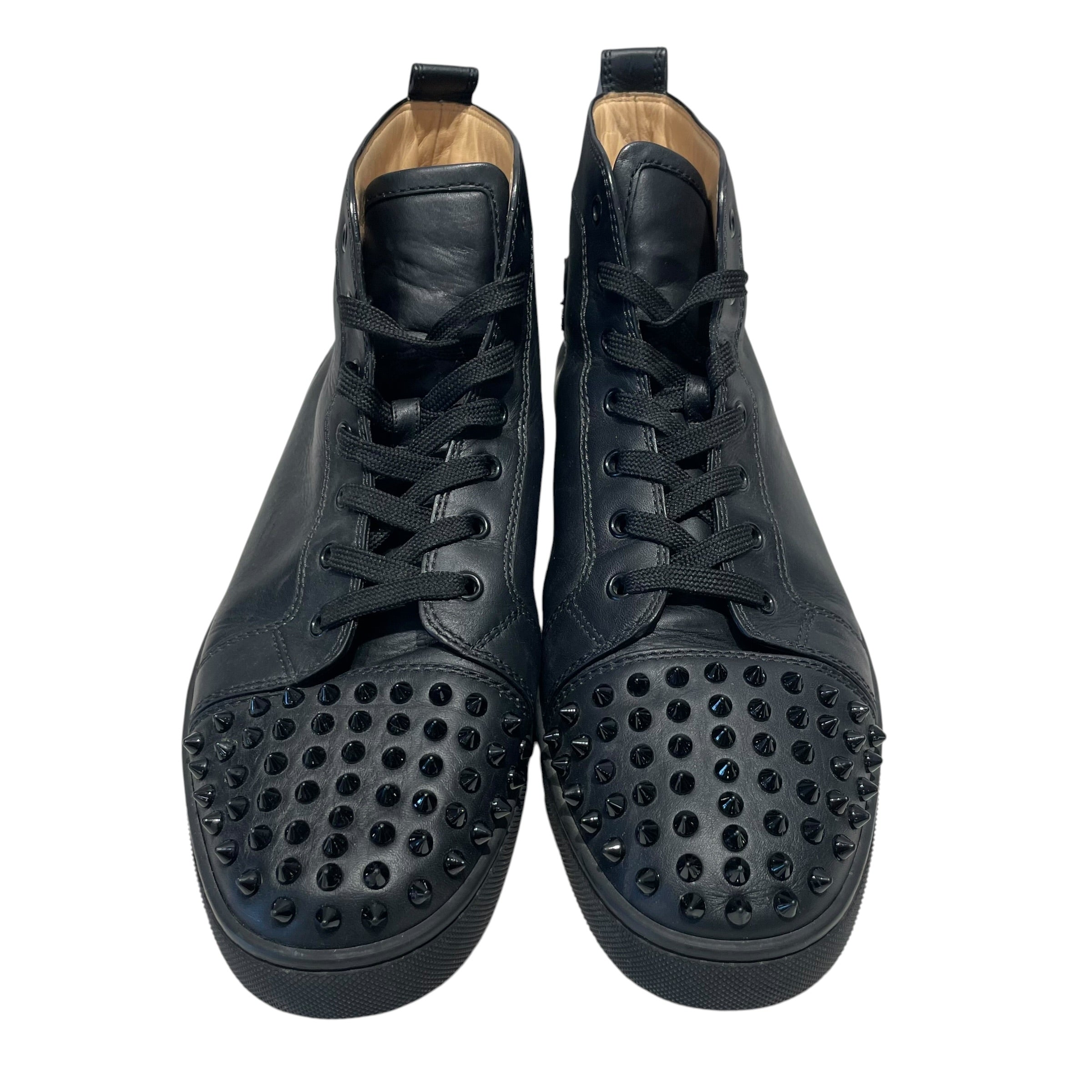 Christian Louboutin/Hi-Sneakers/US 11.5/Leather/BLK/Black Spiked Toe Red Bottoms view 4