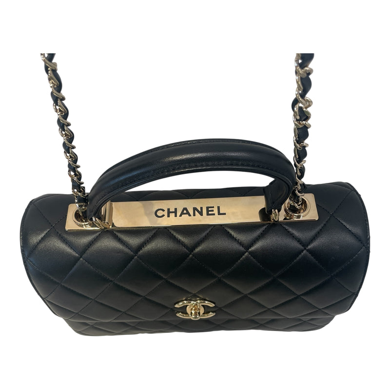 CHANEL/Cross Body Bag/Leather/BLK/