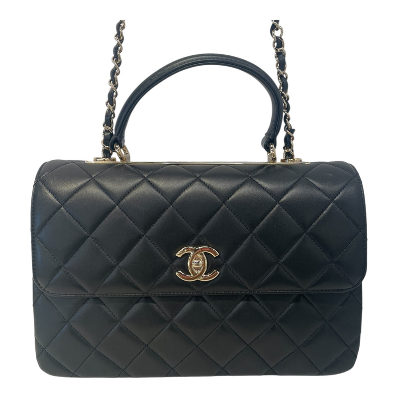 CHANEL/Cross Body Bag/Leather/BLK/