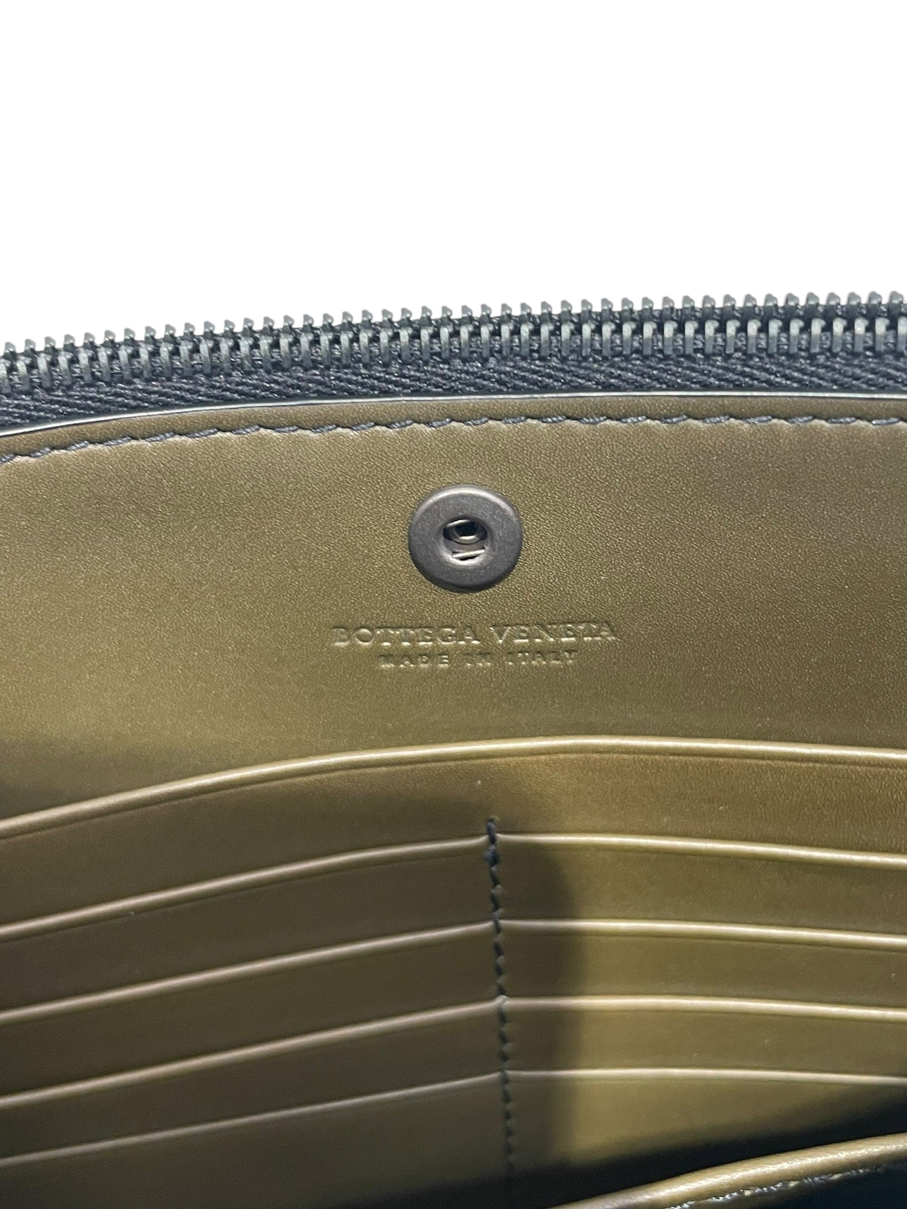 BOTTEGA VENETA/Clutch Bag/Leather/GRN/braided/blk zipper view 5