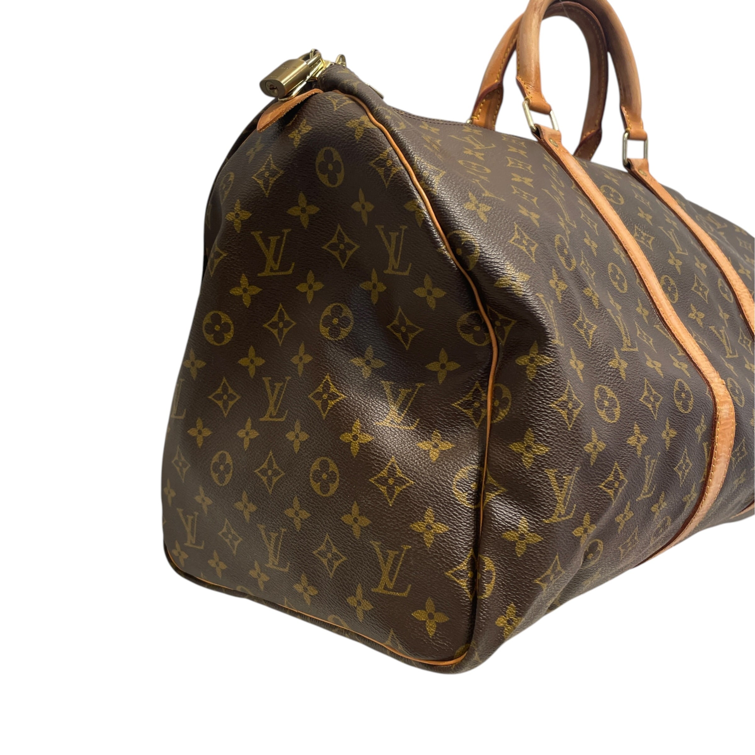 LOUIS VUITTON/Luggage/Monogram/Leather/BRW/Keepall Duffle view 4