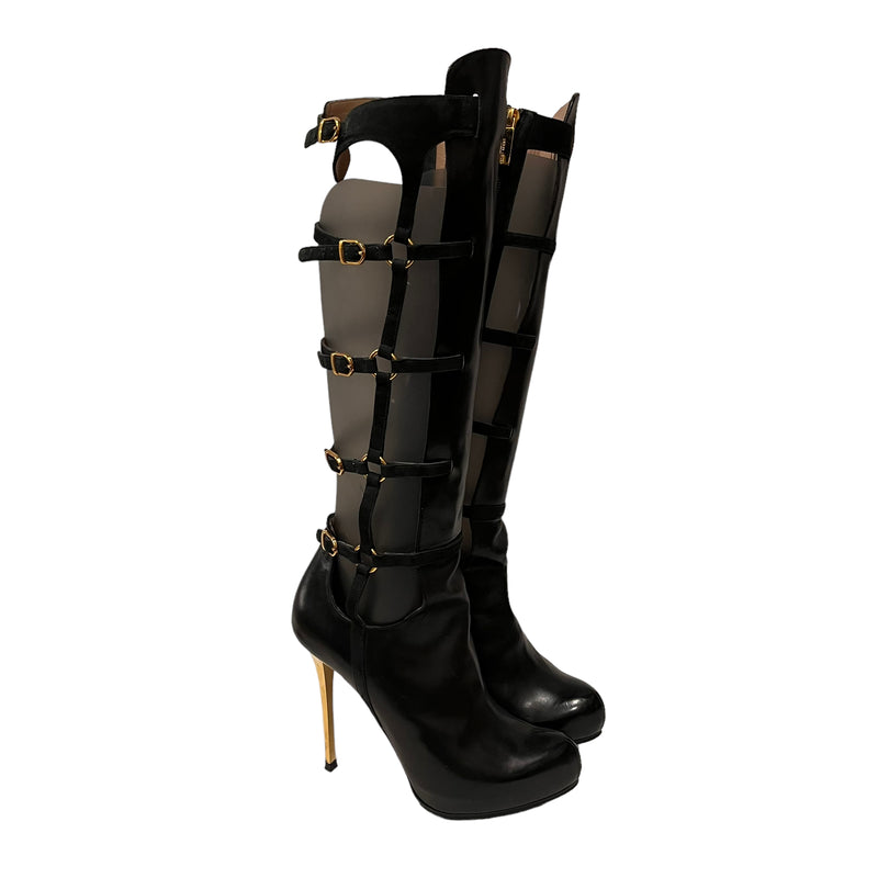 HERVE LEGER///Long Boots/--/Plain/Leather/BLK//W [Designers] Essentials/