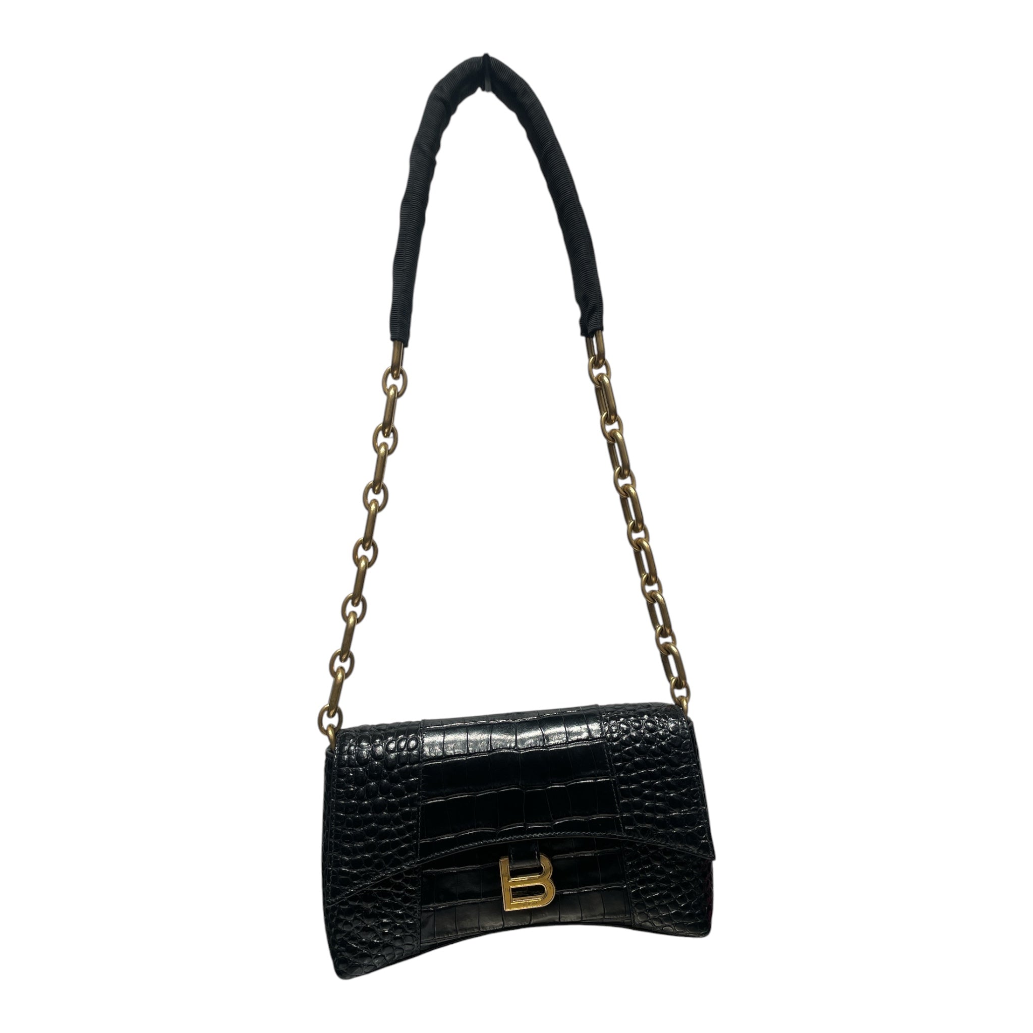 BALENCIAGA/Bag/Leather/BLK/Downtown Croc Embossed view 1