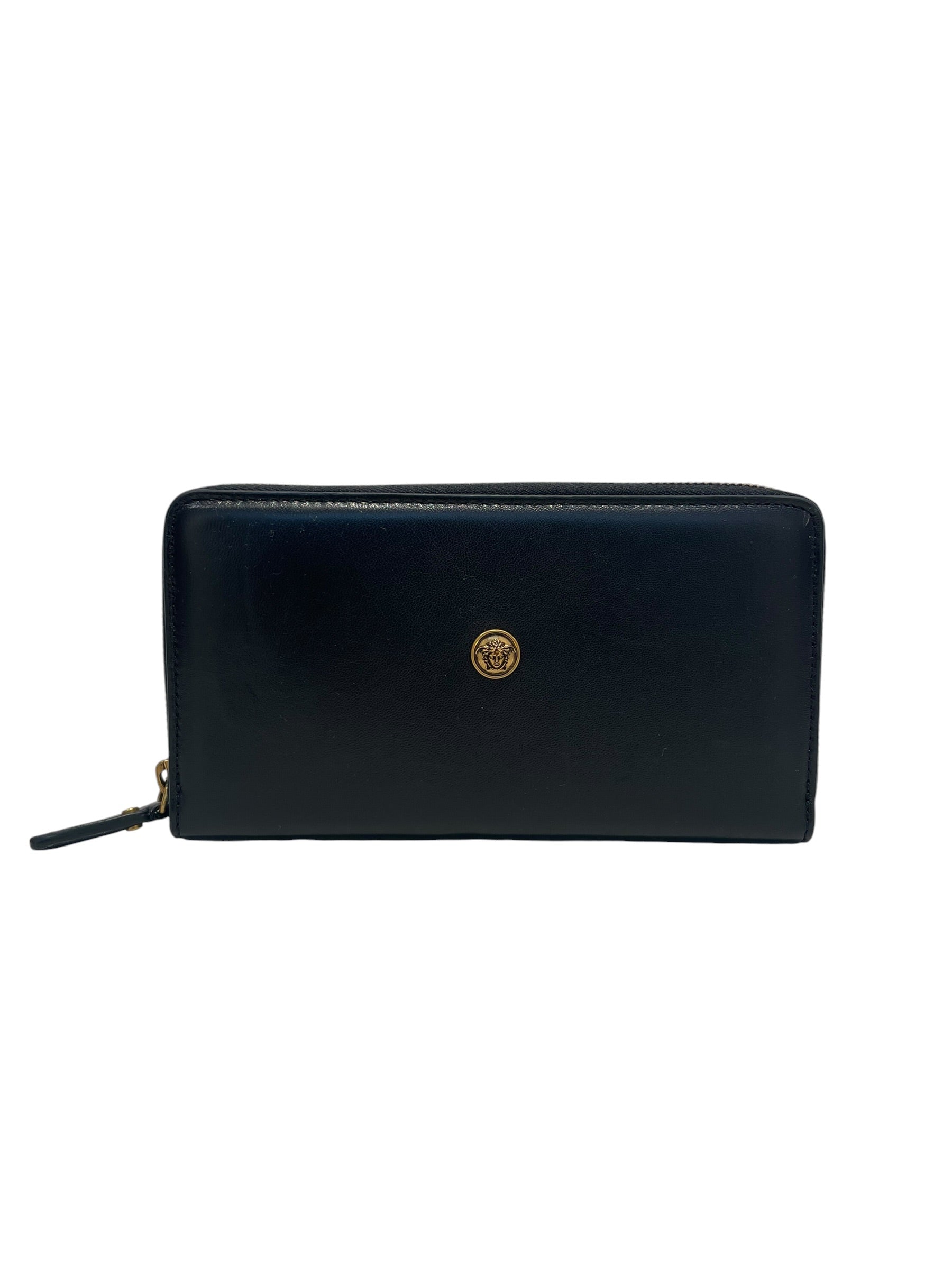 VERSACE/Long Wallet/Leather/BLK/L's/medusa gld logo/zip around view 1
