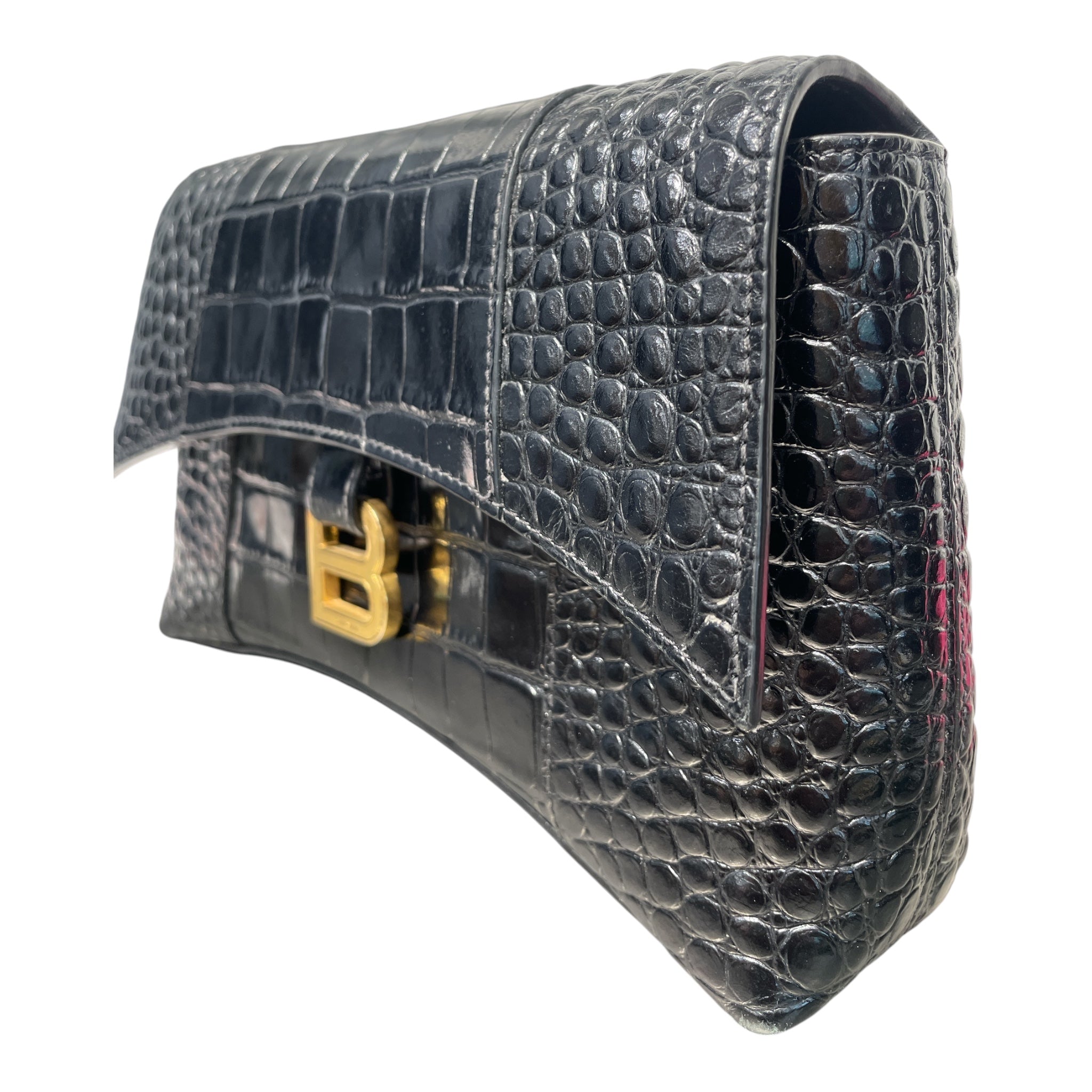 BALENCIAGA/Bag/Leather/BLK/Downtown Croc Embossed view 6