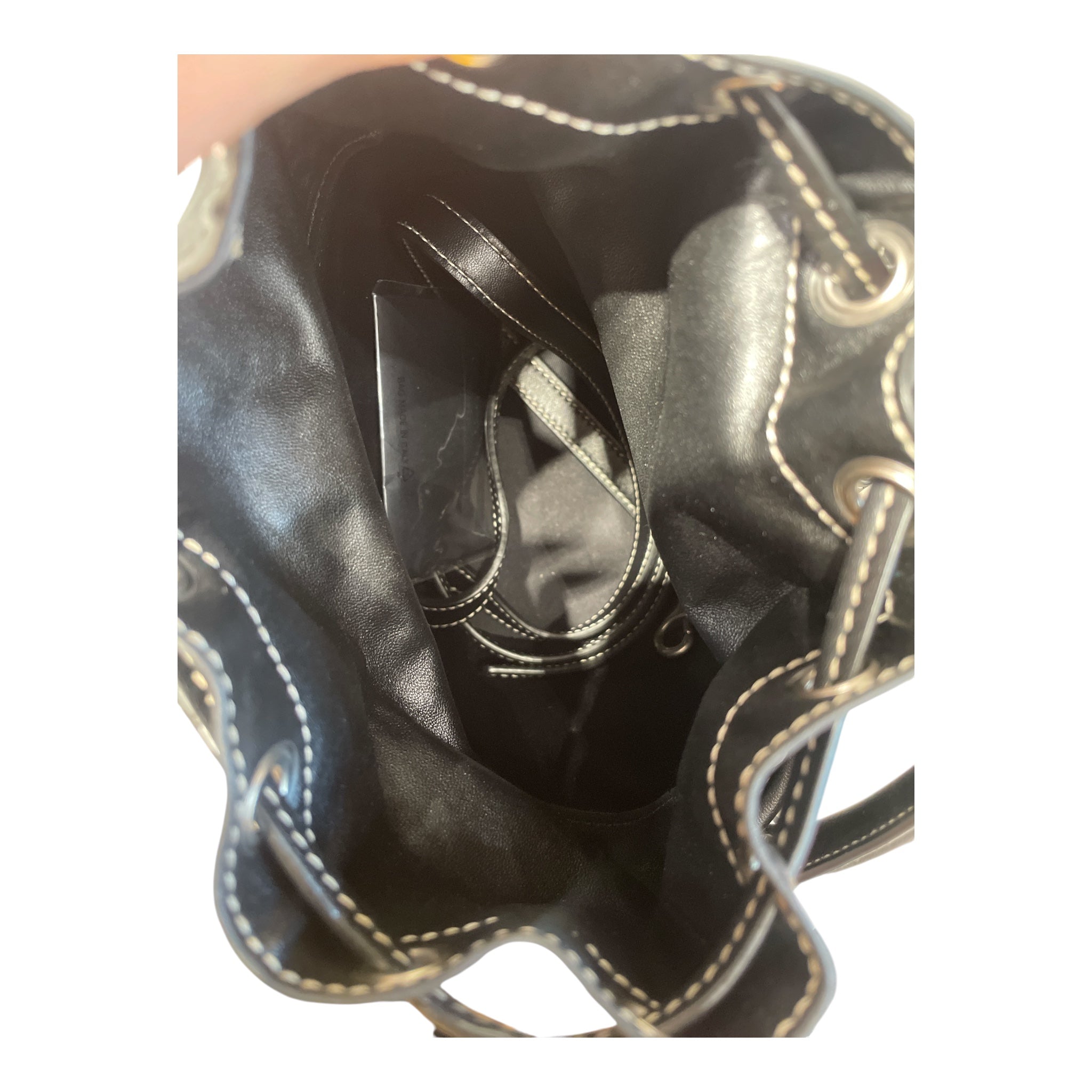 SAINT LAURENT/Cross Body Bag/All Over Print/Leather/BLK/Studded Gem YSL Bucket Bag view 4
