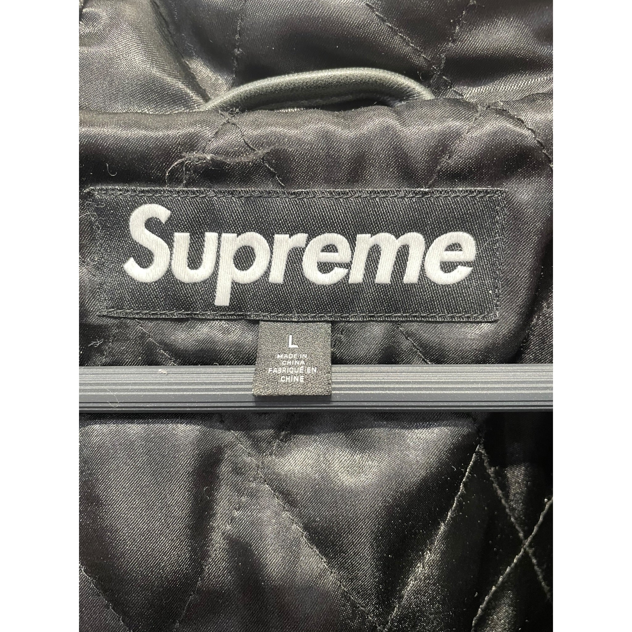 Supreme/Quilted Jkt/LG/Leather/BLK/All Over Print/STUD LEATHER JACKET view 3