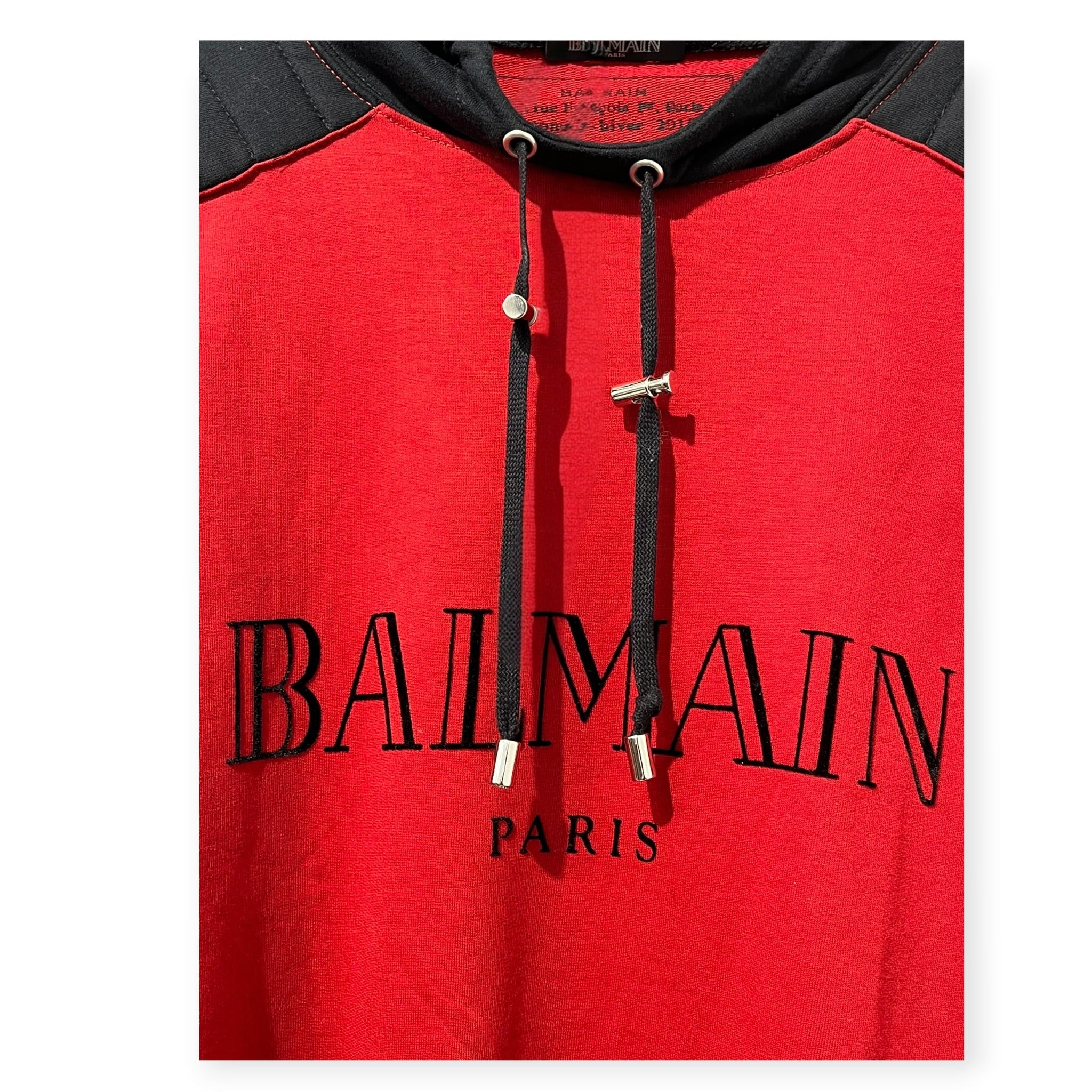BALMAIN/Hoodie/M/Cotton/RED/2015 MOTO RAGLAN HOODIE view 2