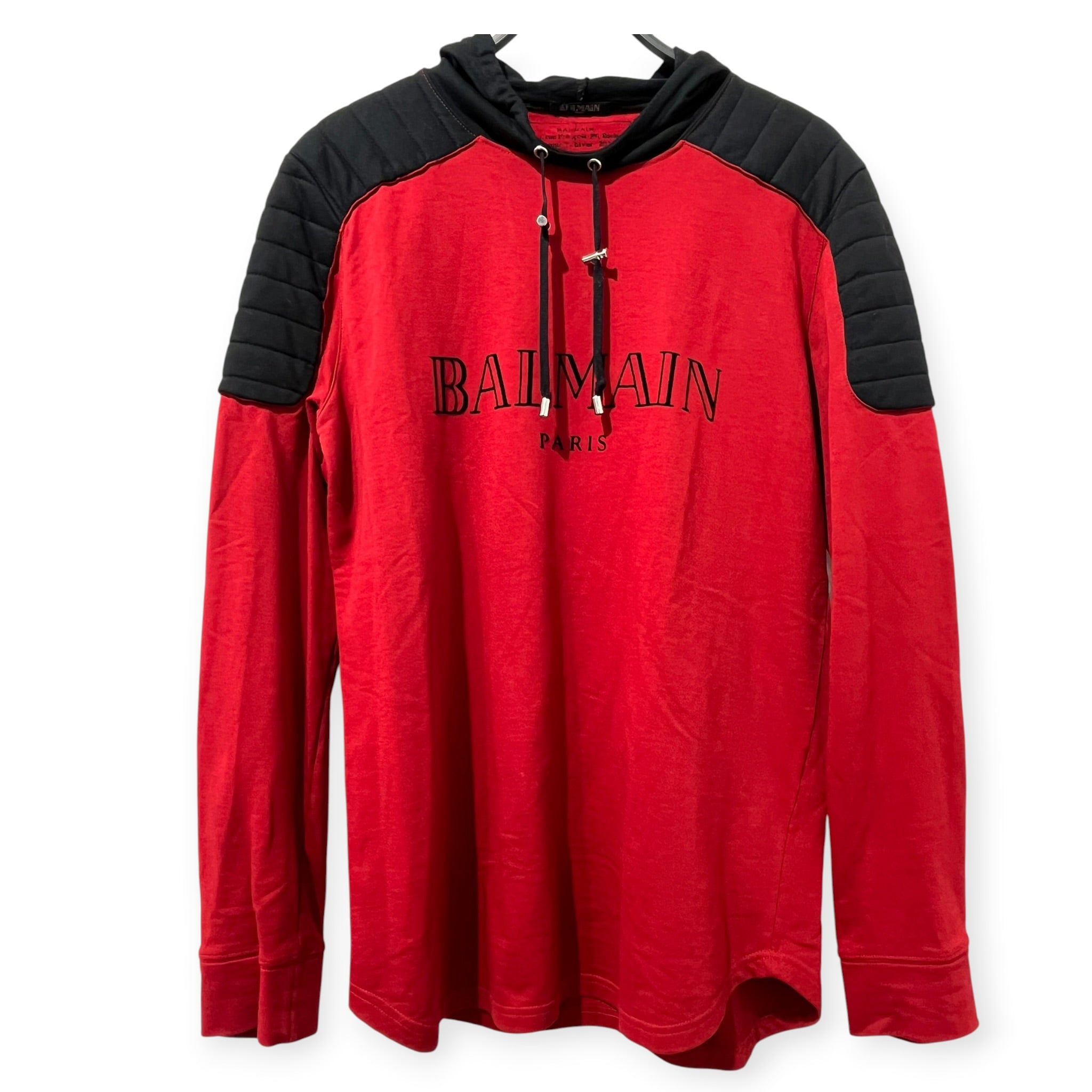 BALMAIN/Hoodie/M/Cotton/RED/2015 MOTO RAGLAN HOODIE view 1
