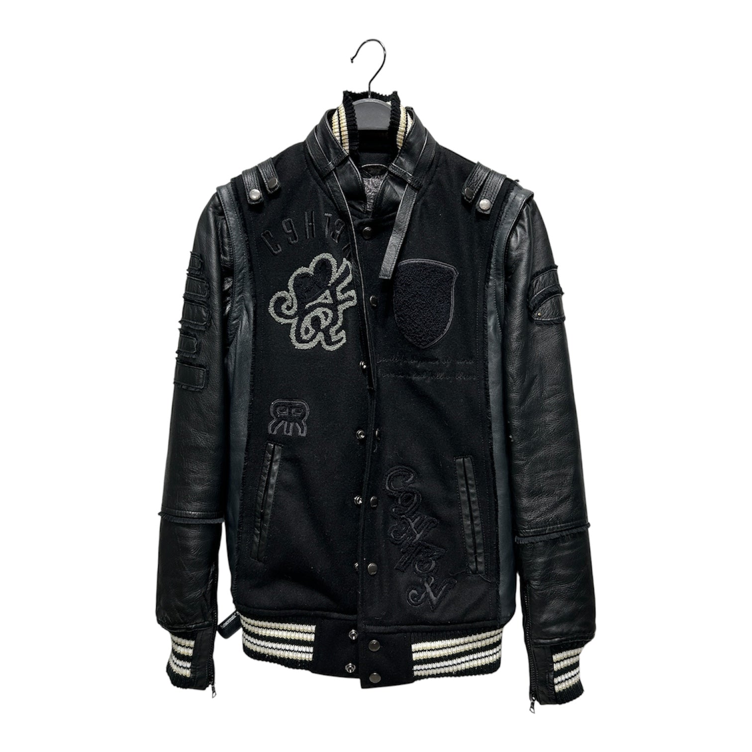 Roen/Leather Jkt/46/Leather/BLK/All Over Print/LOVE IS A BED view 1