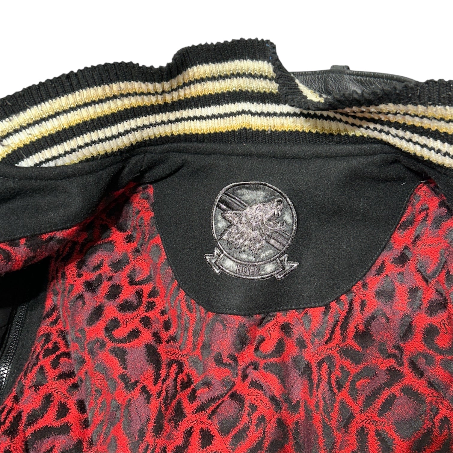 Roen/Leather Jkt/46/Leather/BLK/All Over Print/LOVE IS A BED view 3
