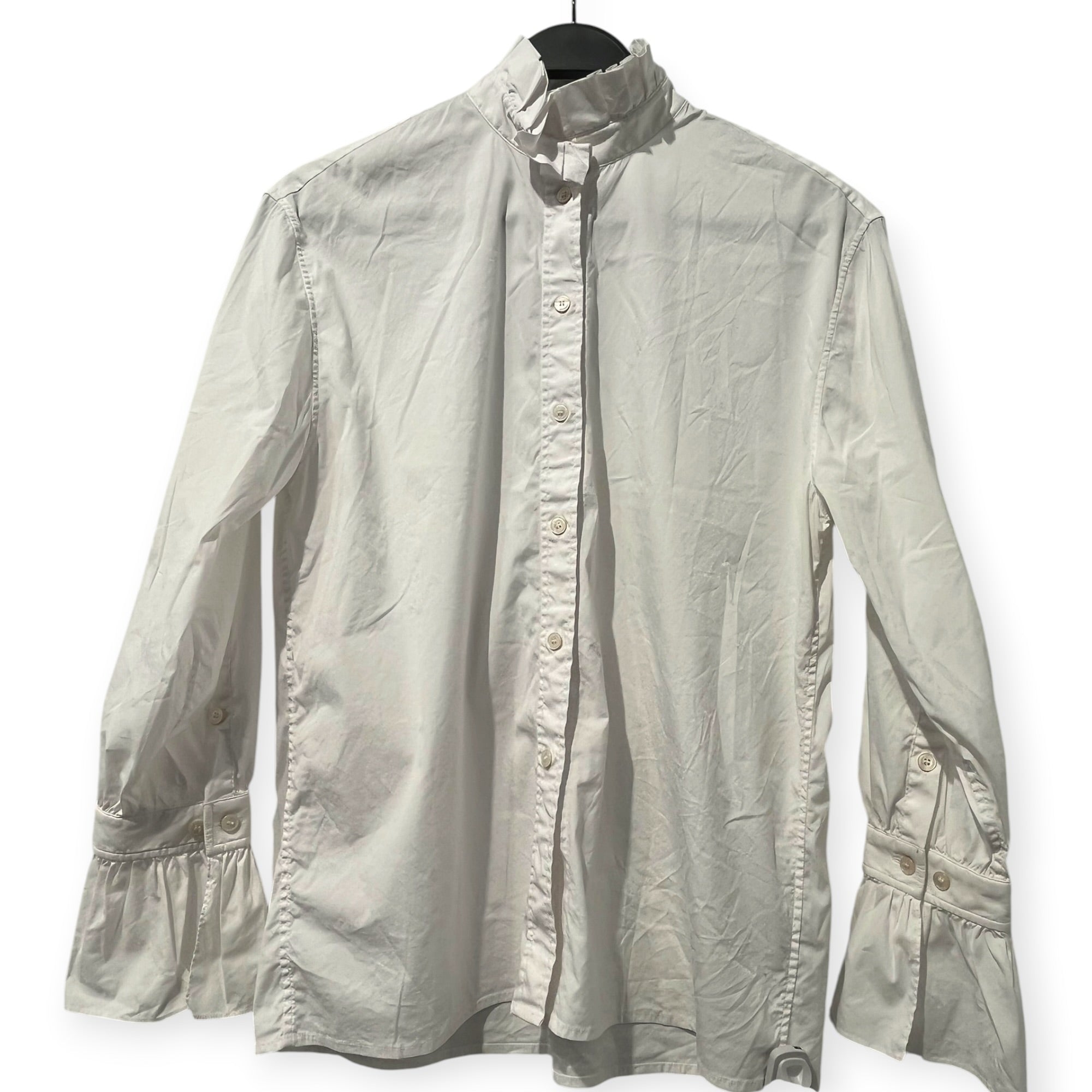 BURBERRY LONDON/LS Blouse/8/Cotton/WHT/BURBERRY LONDON FRAYED COLLAR view 1