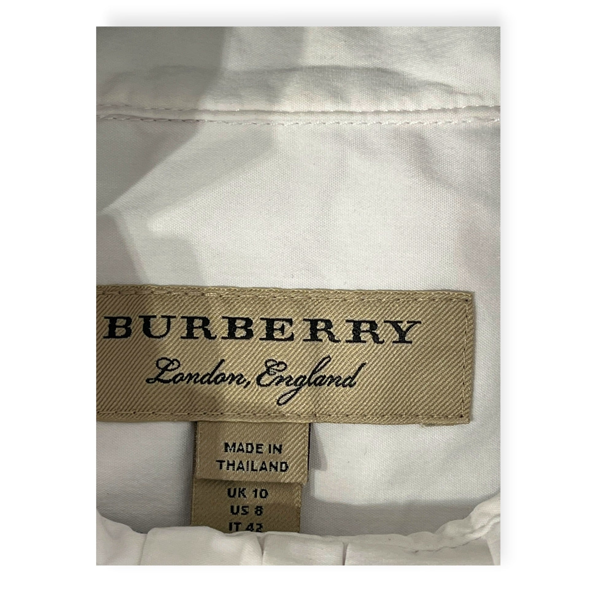 BURBERRY LONDON/LS Blouse/8/Cotton/WHT/BURBERRY LONDON FRAYED COLLAR view 3