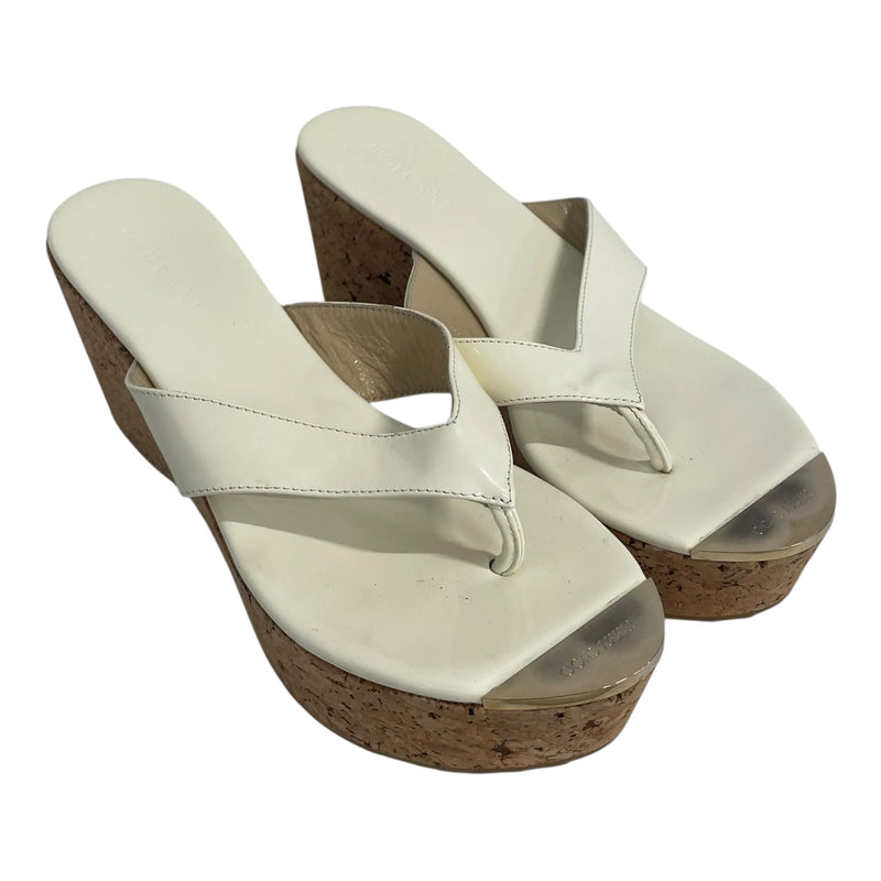 JIMMY CHOO/Sandals/EU 39/WHT/T-Strap/Platform Wedge