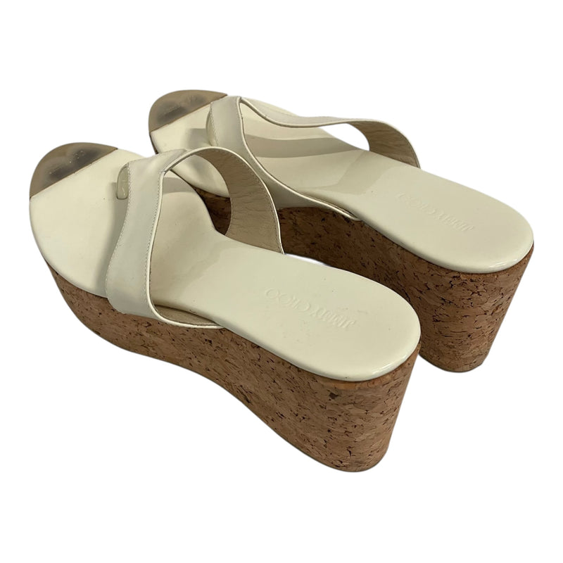 JIMMY CHOO/Sandals/EU 39/WHT/T-Strap/Platform Wedge