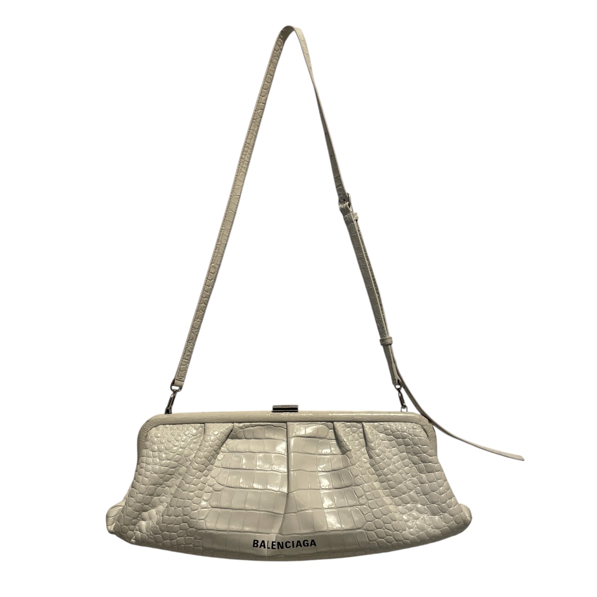 BALENCIAGA/Hand Bag/Leather/WHT/crocodile clutch xl view 1