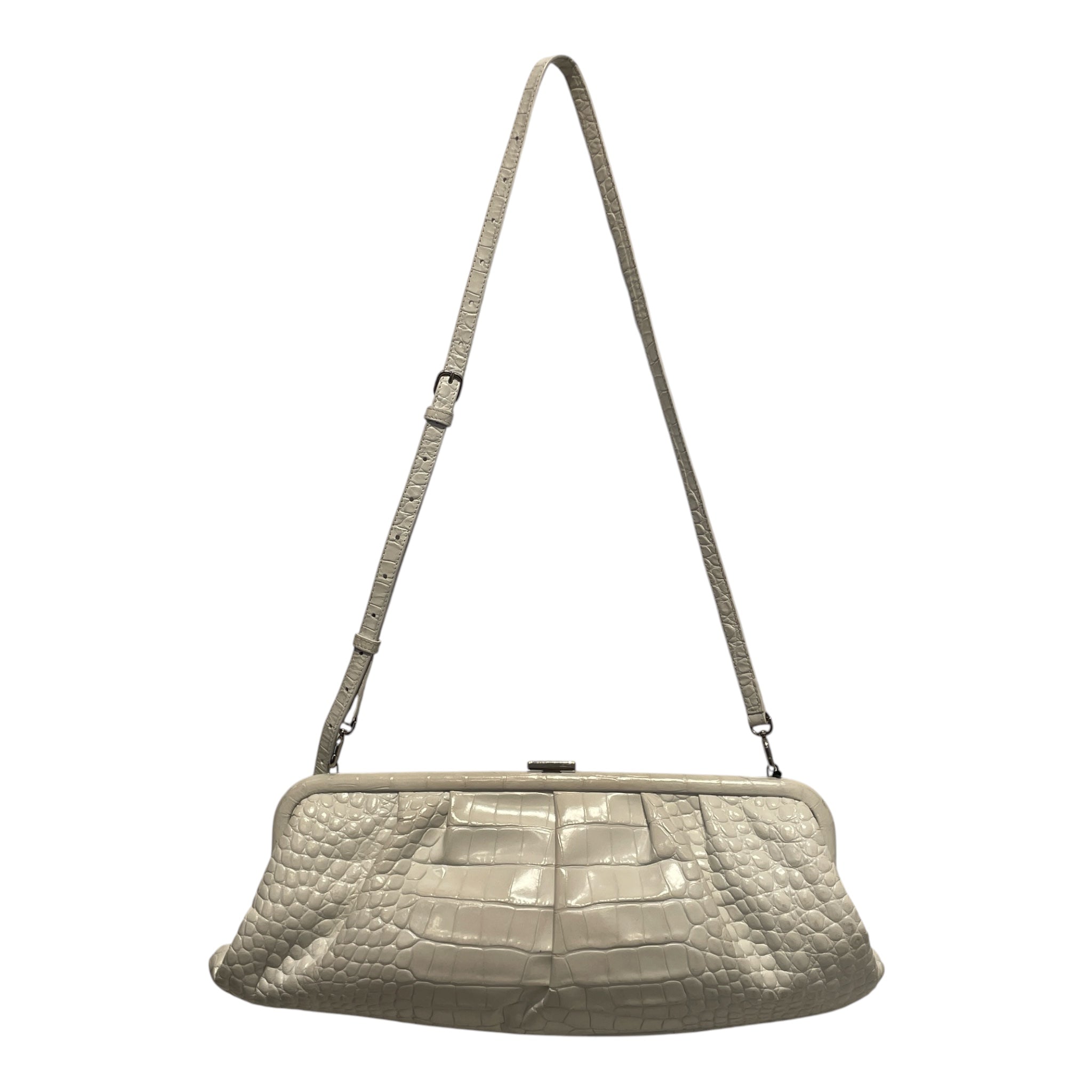 BALENCIAGA/Hand Bag/Leather/WHT/crocodile clutch xl view 2