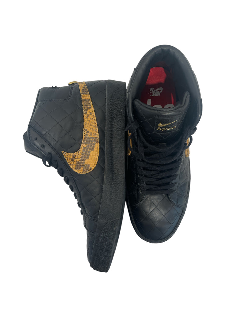 NIKE/Supreme/Hi-Sneakers/US 10/Leather/BLK/QS SB Black Snakeskin