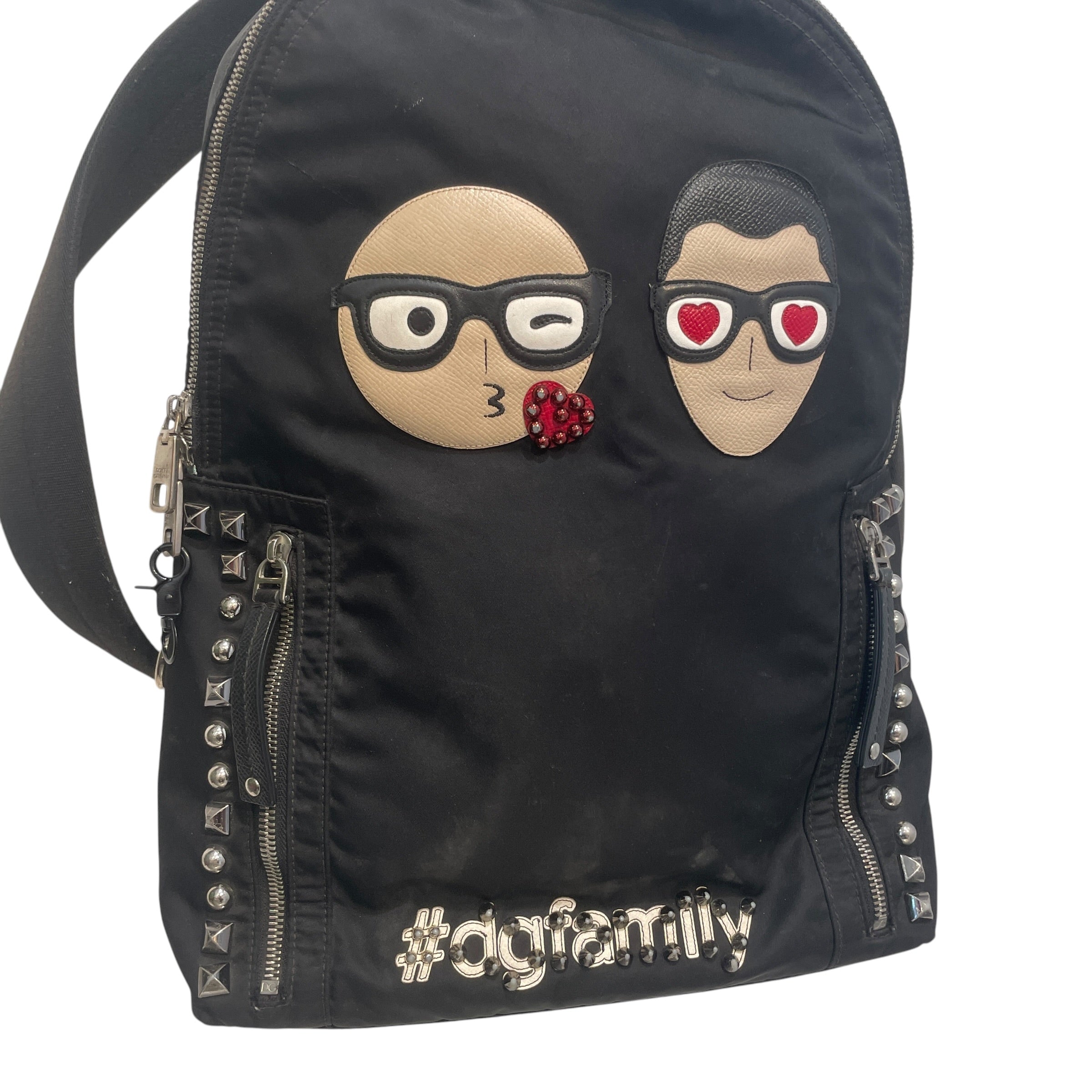 DOLCE&GABBANA/Backpack/Graphic/Nylon/BLK/Faces Studded view 3
