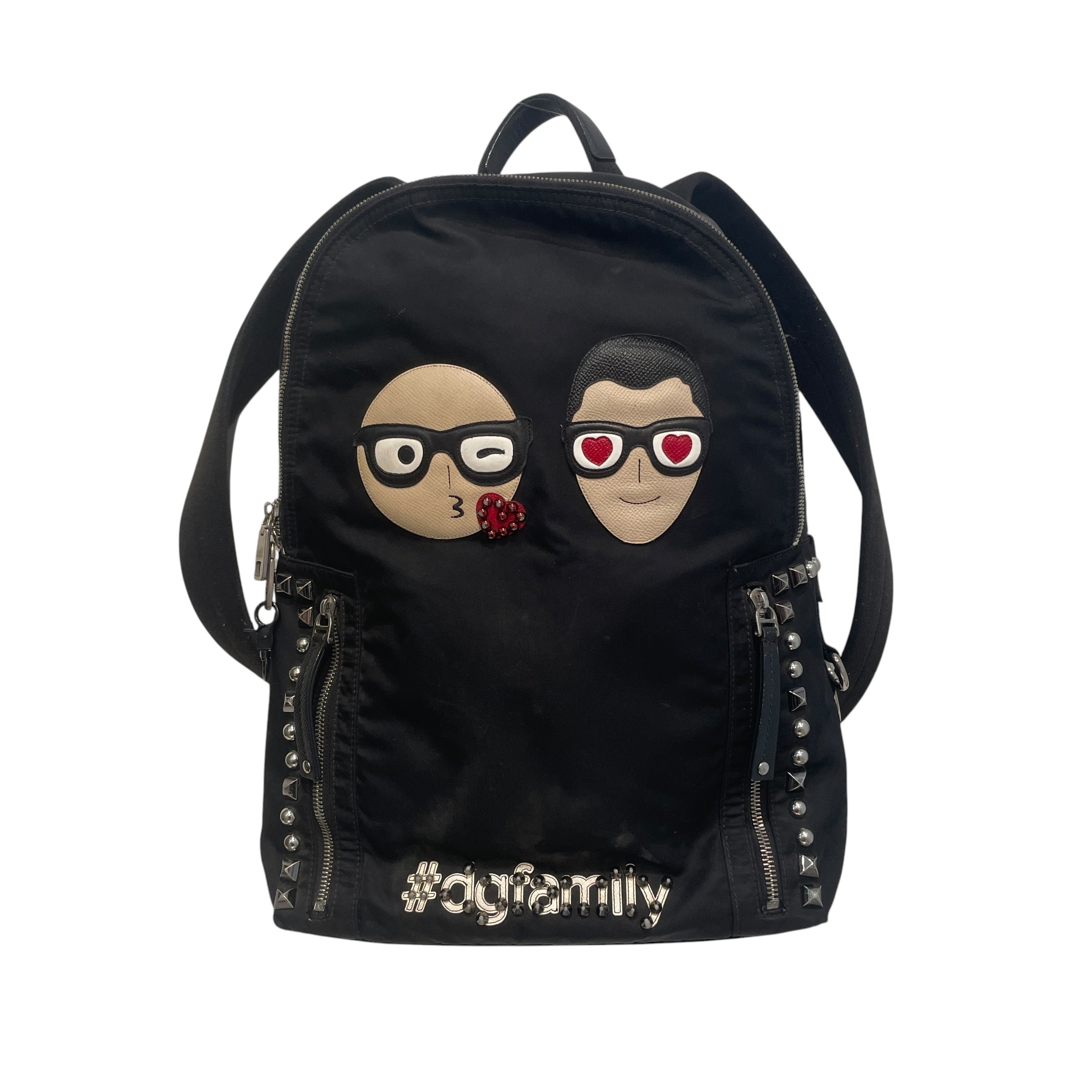 DOLCE&GABBANA/Backpack/Graphic/Nylon/BLK/Faces Studded view 1