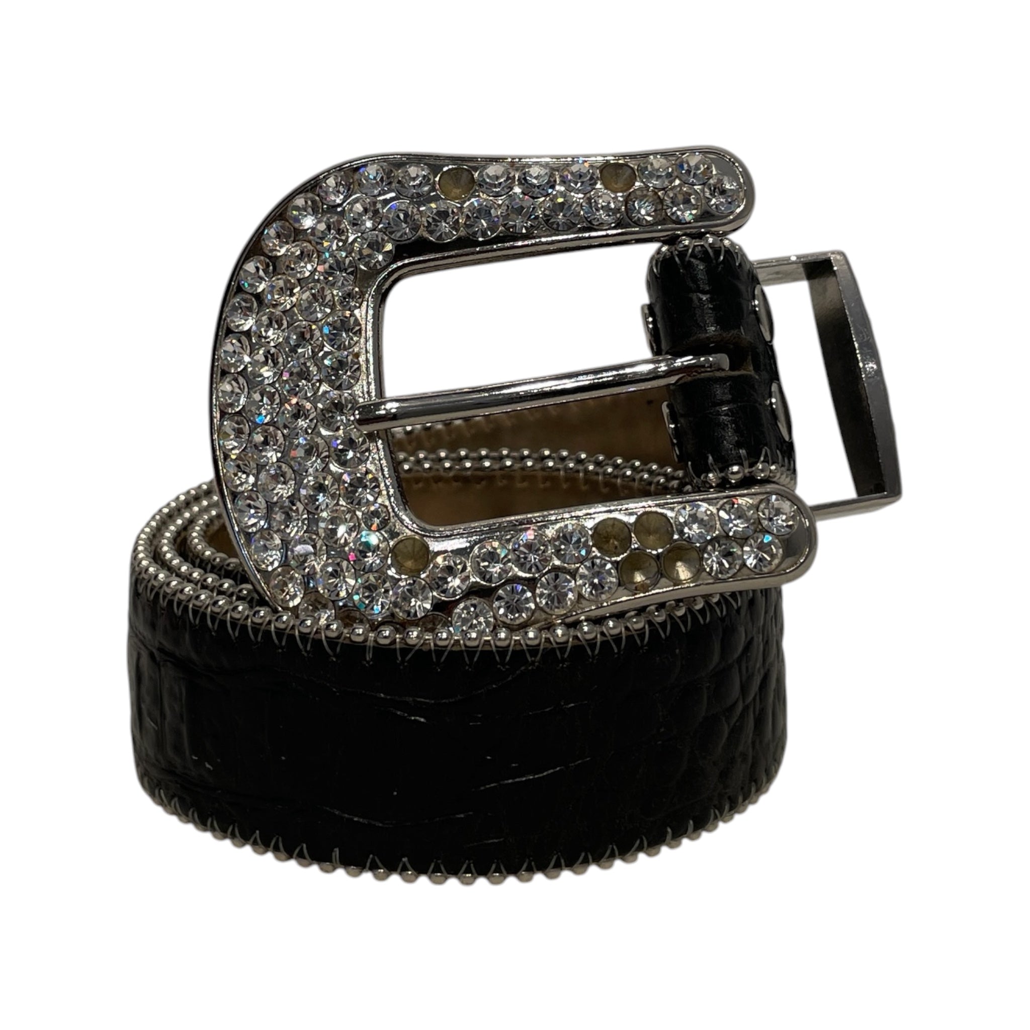 b.b.simon/Belt/Iridescent/BLK/BIG RHINSTONE BUCKLE view 1