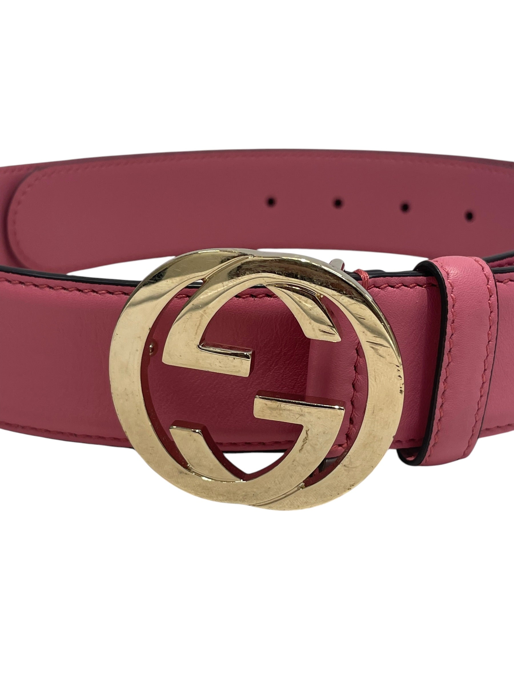 GUCCI/Belt/Leather/PNK/L's/pink  flat gg view 2