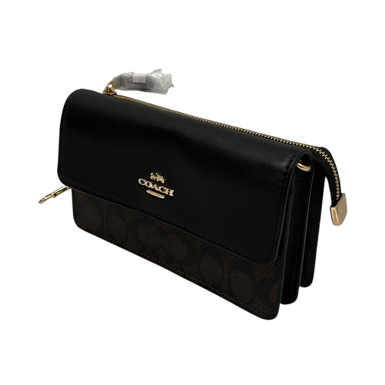 COACH/Bifold Wallet/Monogram/Leather/BLK/FOLDOVER WRISTLET view 1