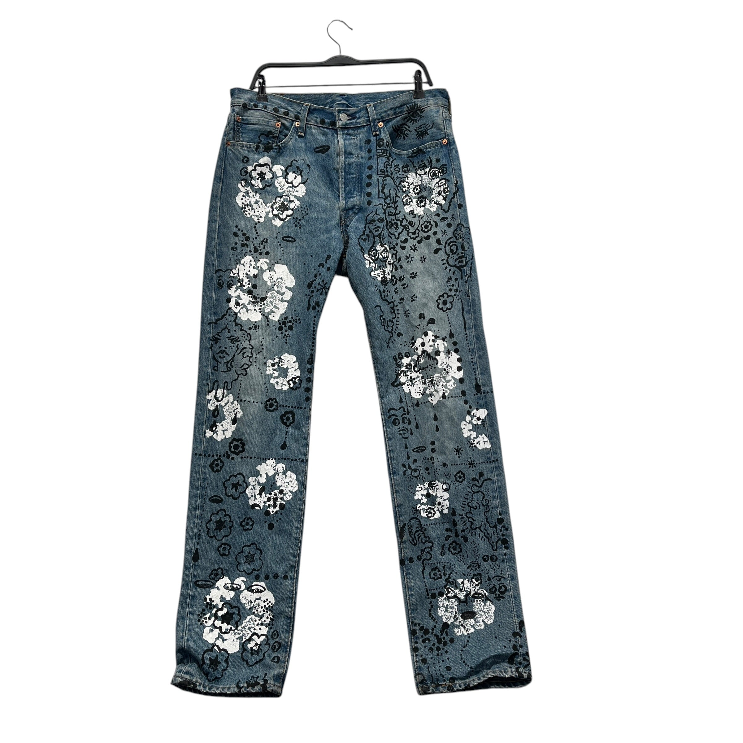 DENIM TEARS/Levi's/Straight Pants/34/Denim/BLU/Graphic/irak graphic denim view 1