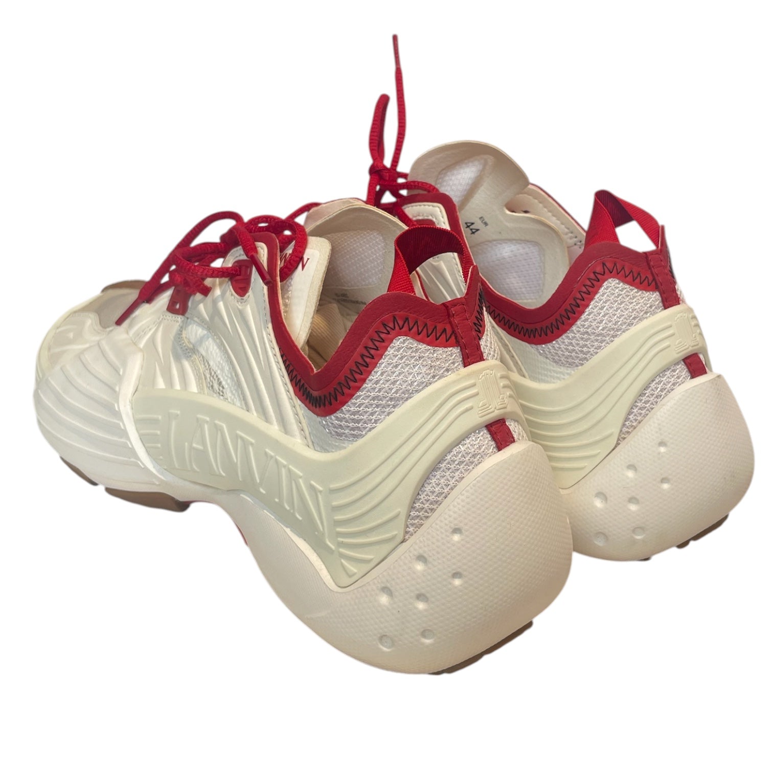 LANVIN/Low-Sneakers/EU 44/Cotton/WHT/red laces/brw front/rubber mes view 2