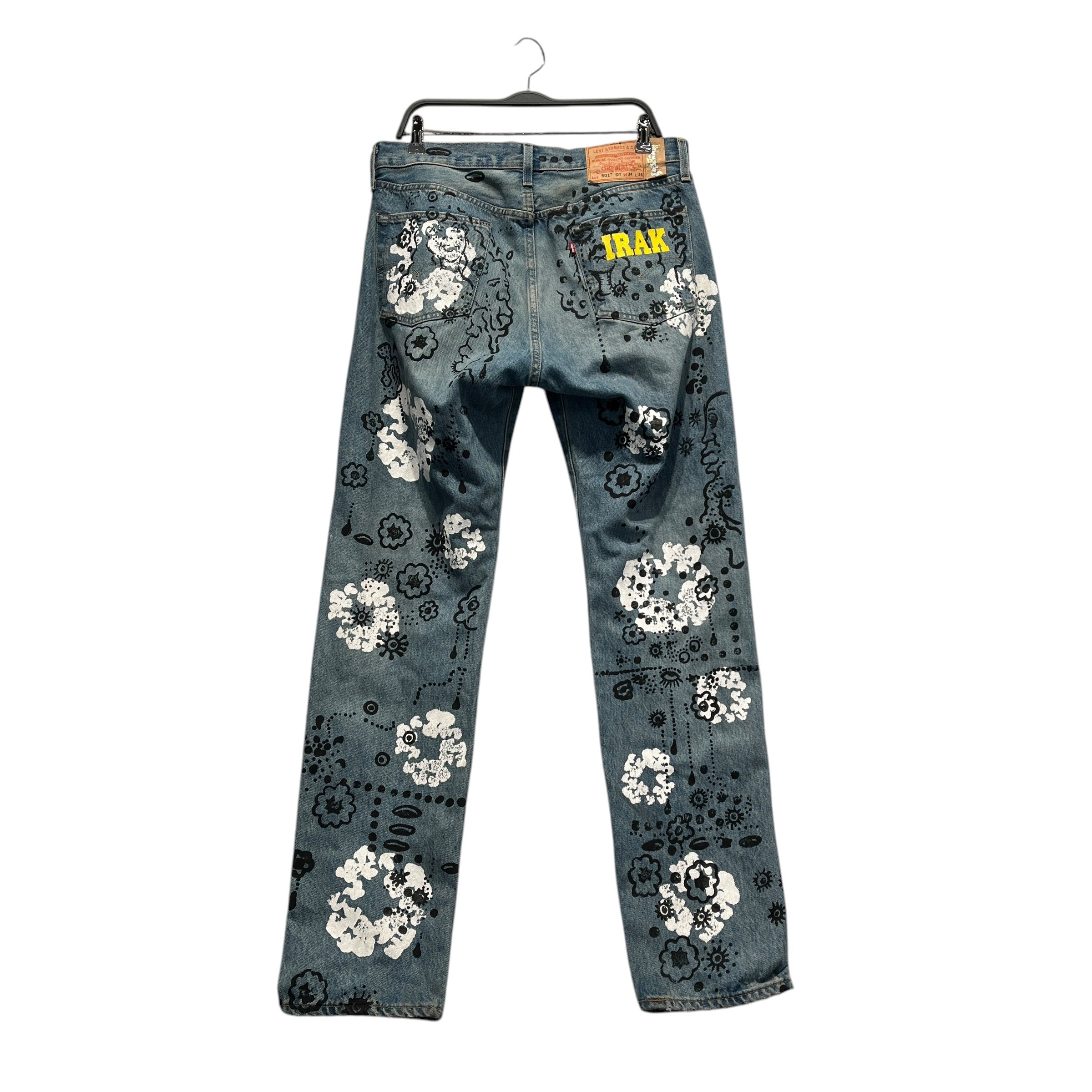 DENIM TEARS/Levi's/Straight Pants/34/Denim/BLU/Graphic/irak graphic denim view 2