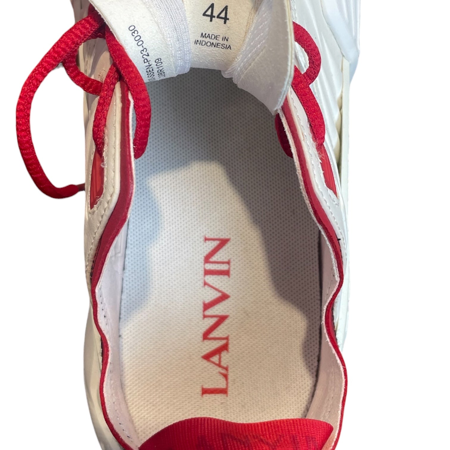 LANVIN/Low-Sneakers/EU 44/Cotton/WHT/red laces/brw front/rubber mes view 3