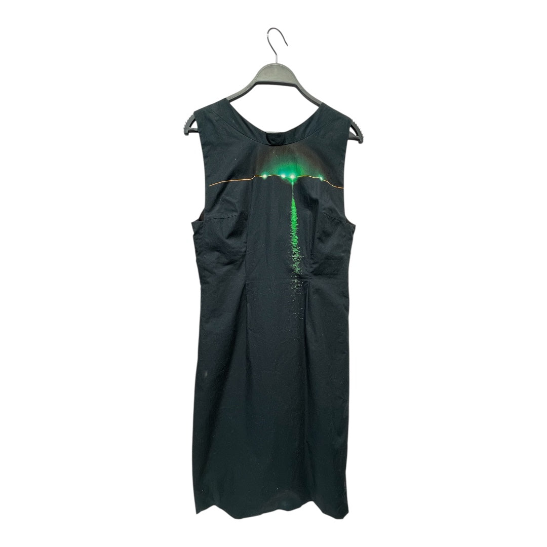 DRIES VAN NOTEN/Dress/36/Graphic/Cotton/BLK/green UFO light graphic view 1