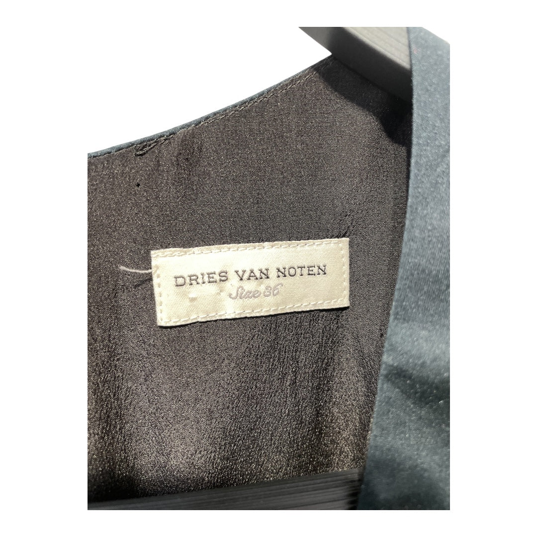 DRIES VAN NOTEN/Dress/36/Graphic/Cotton/BLK/green UFO light graphic view 3