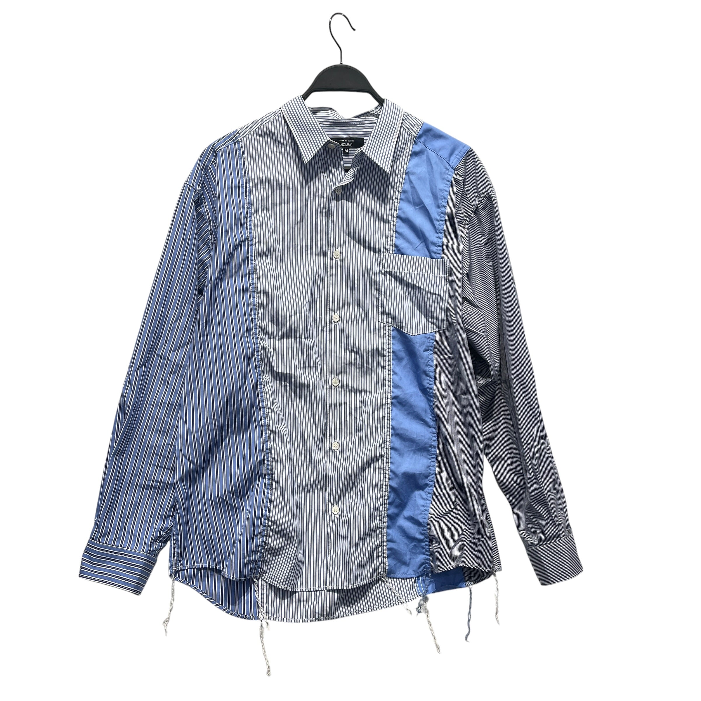 COMME des GARCONS HOMME/Flannel Shirt/M/Cotton/BLU/Stripe/MISMATCHED BLUE BUTTON UP view 1