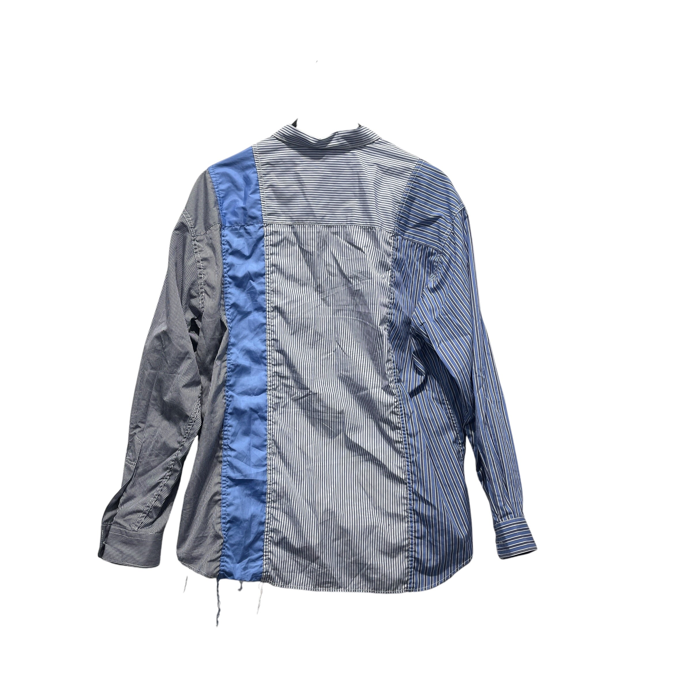 COMME des GARCONS HOMME/Flannel Shirt/M/Cotton/BLU/Stripe/MISMATCHED BLUE BUTTON UP view 2