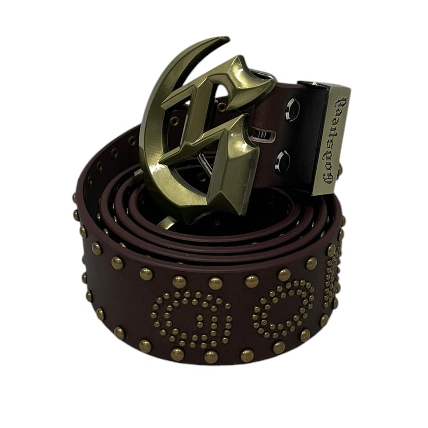 GODSPEED NEW YORK/Belt/Leather/BRW/FORGED GS STUDDED BELT view 1