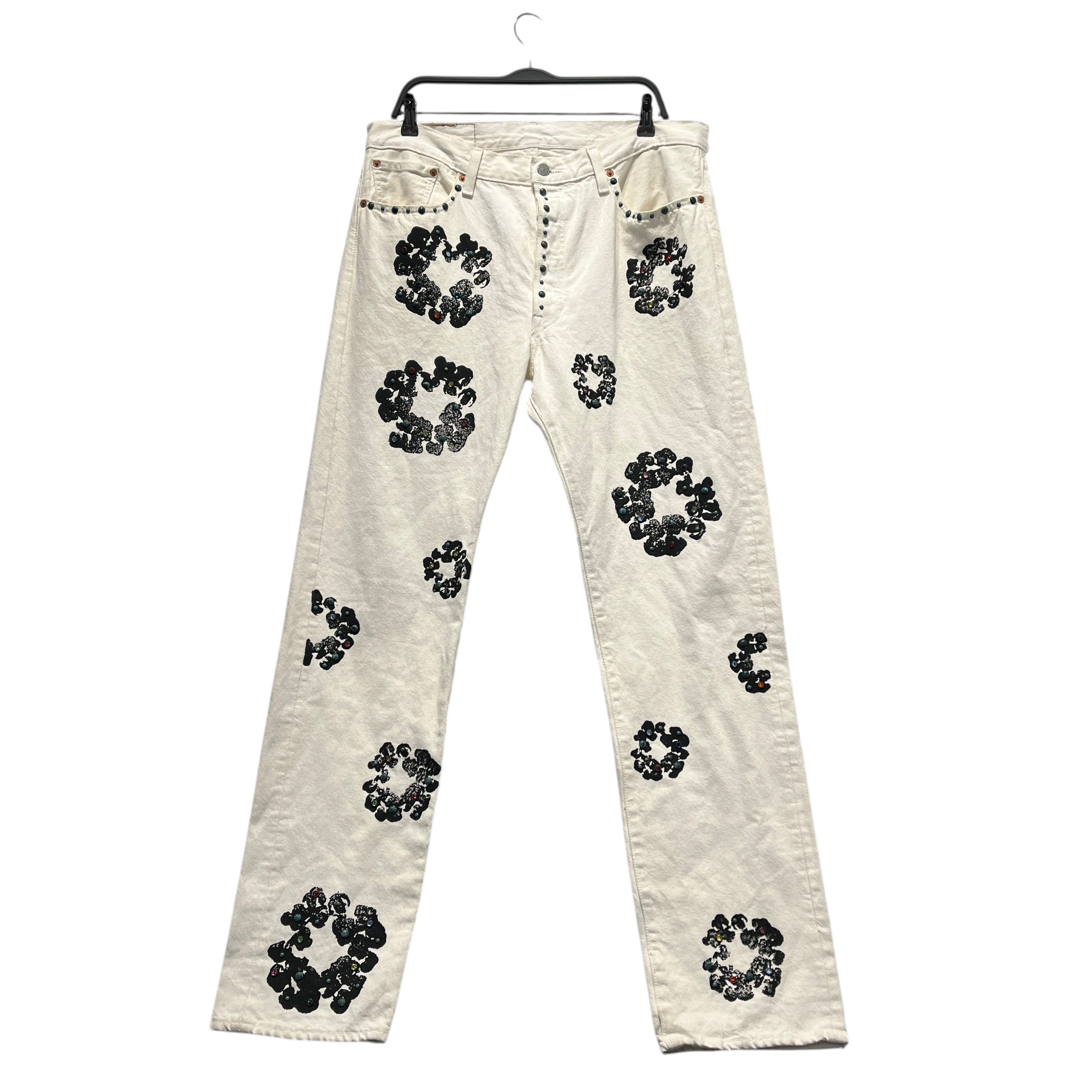 DENIM TEARS/Levi's/Straight Pants/36/Denim/WHT/Graphic/studded denim view 1
