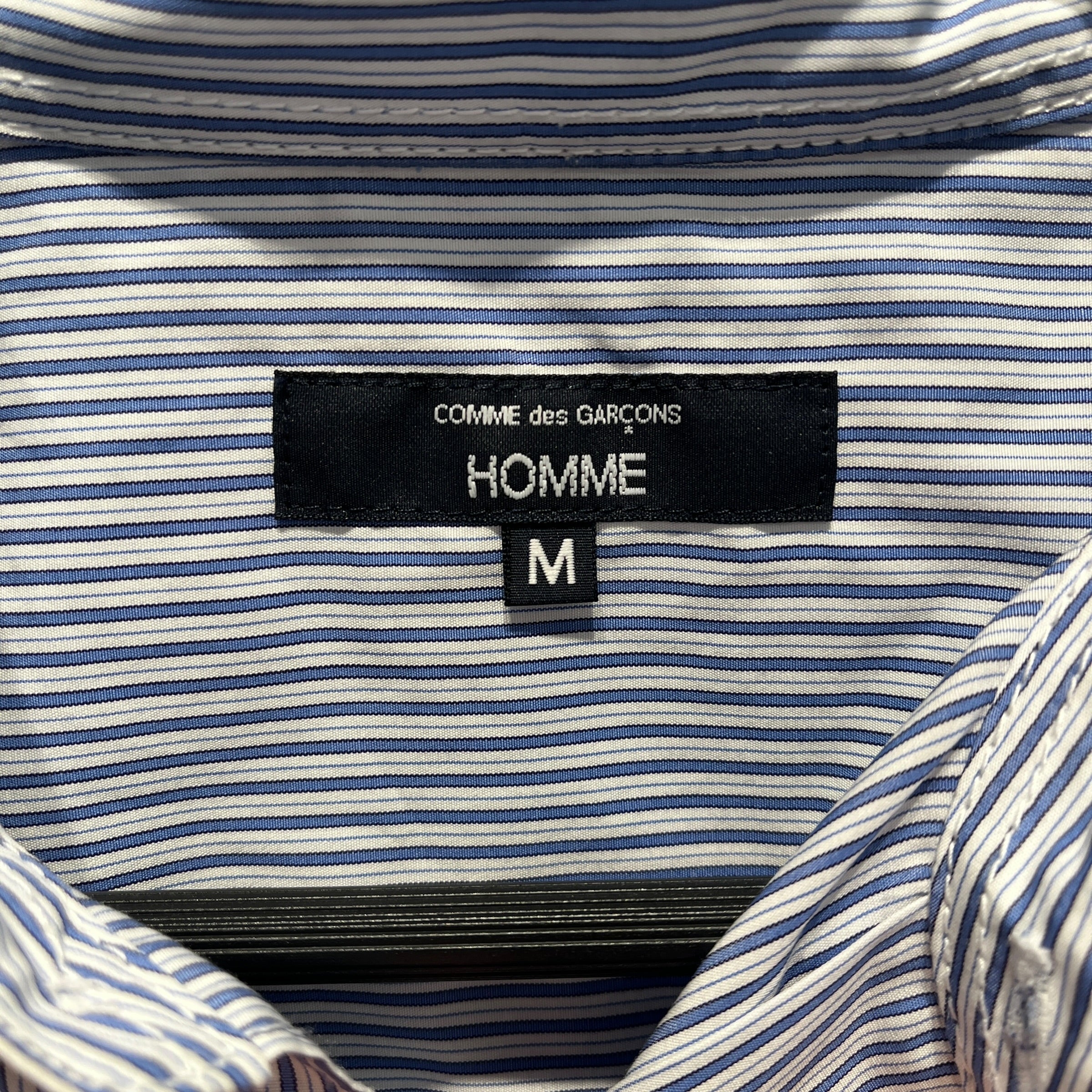 COMME des GARCONS HOMME/Flannel Shirt/M/Cotton/BLU/Stripe/MISMATCHED BLUE BUTTON UP view 3