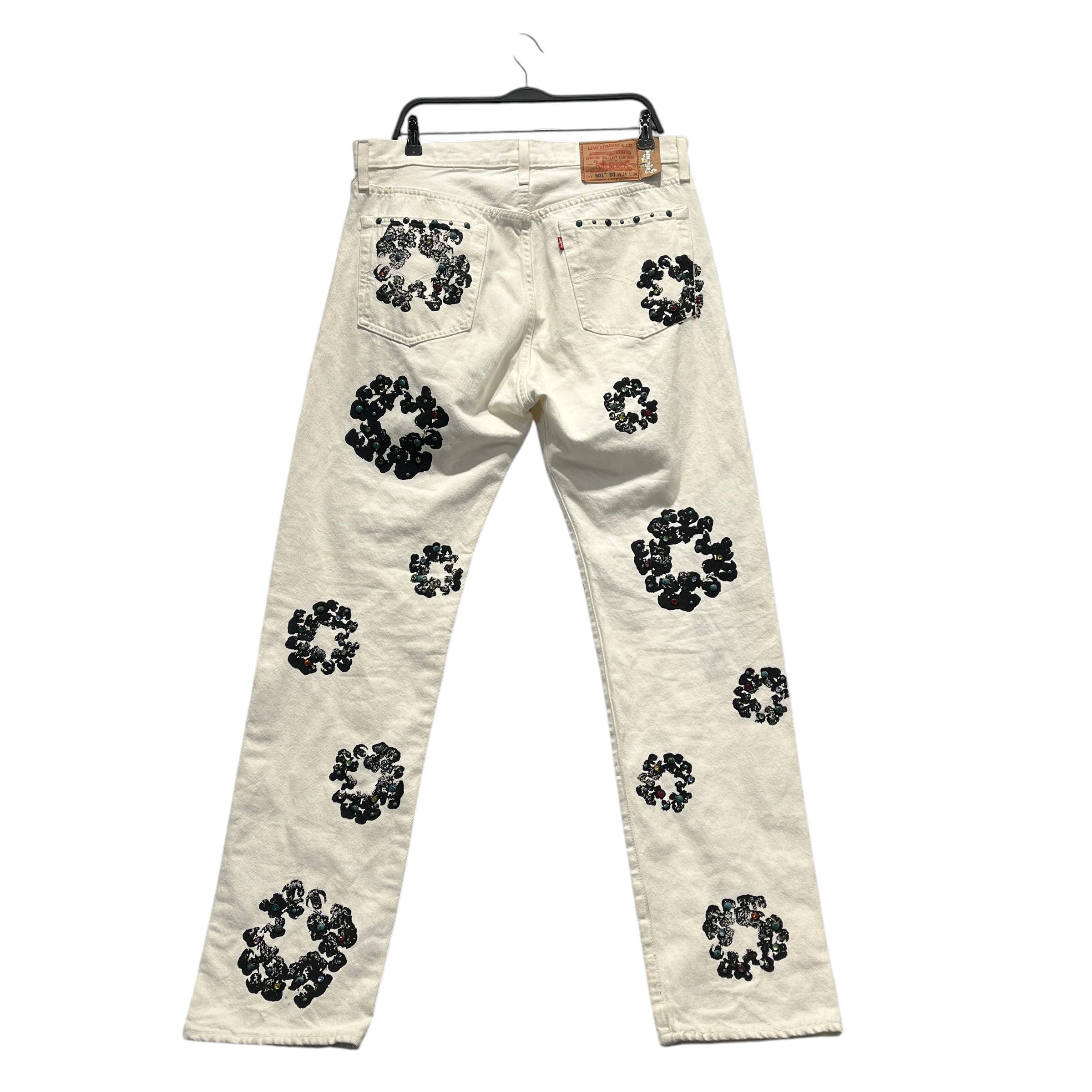 DENIM TEARS/Levi's/Straight Pants/36/Denim/WHT/Graphic/studded denim view 2