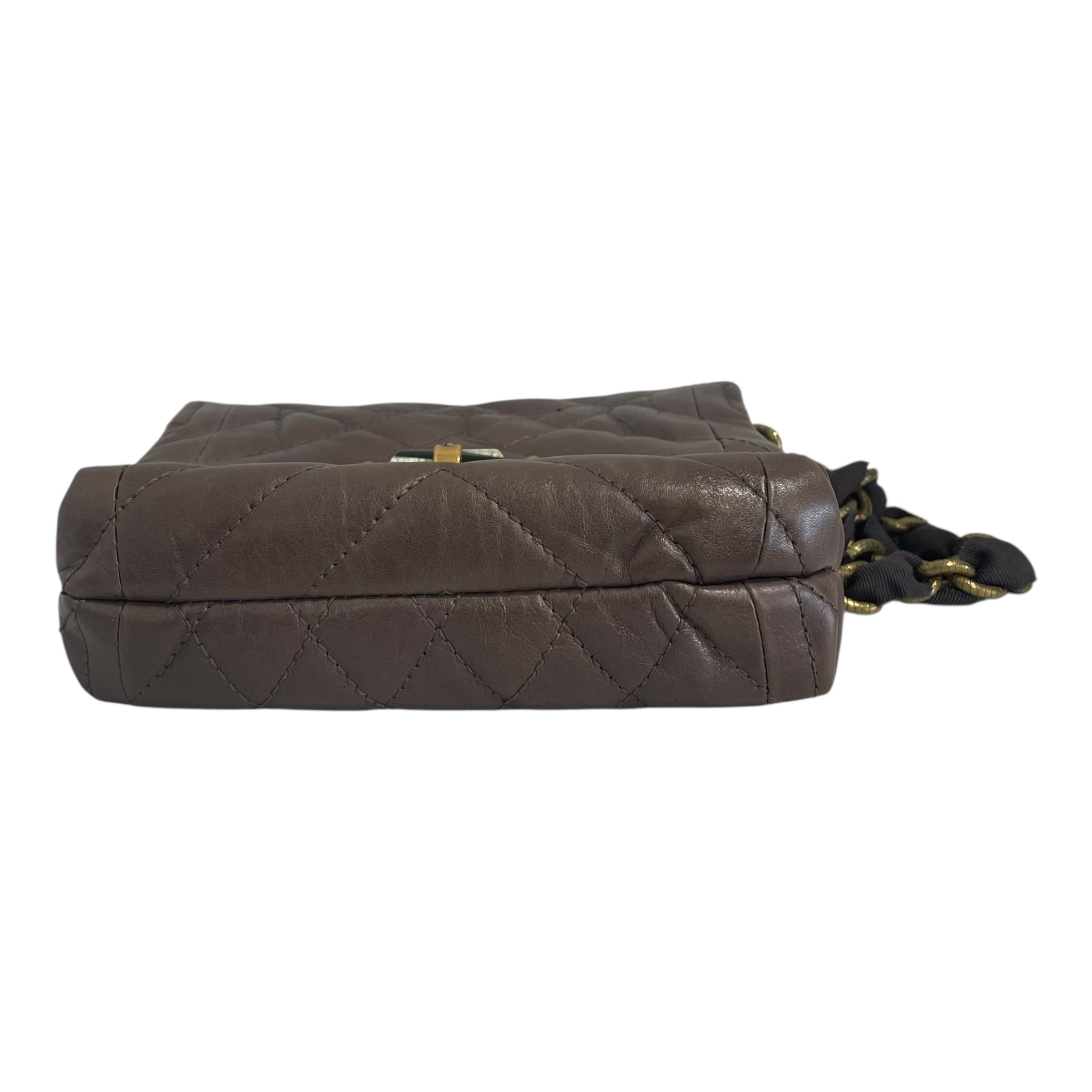 LANVIN/Cross Body Bag/Leather/BRW/Gold Chain strap view 3