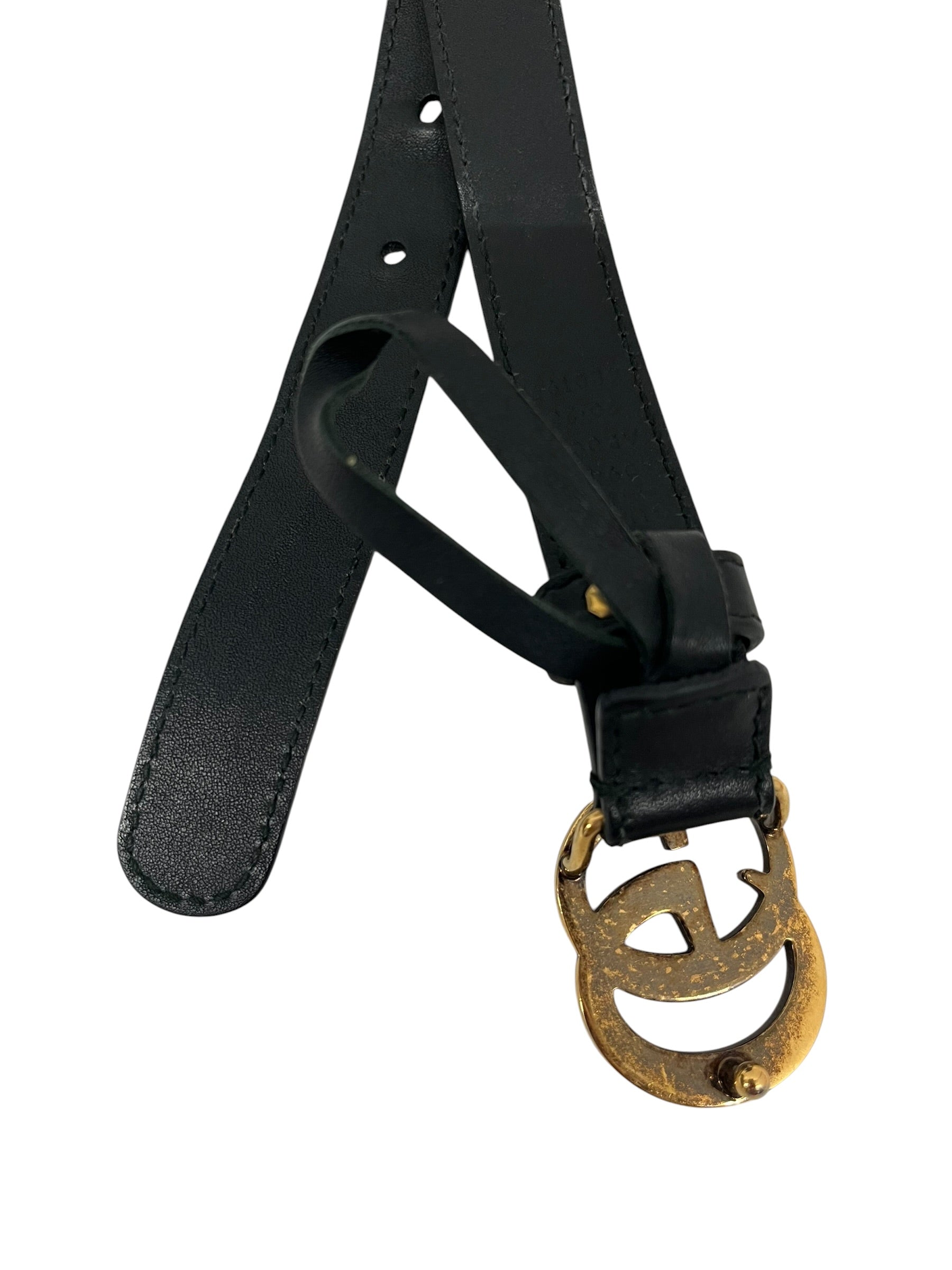 GUCCI/Belt/Leather/BLK/GG BUCKLE, SMALL view 3