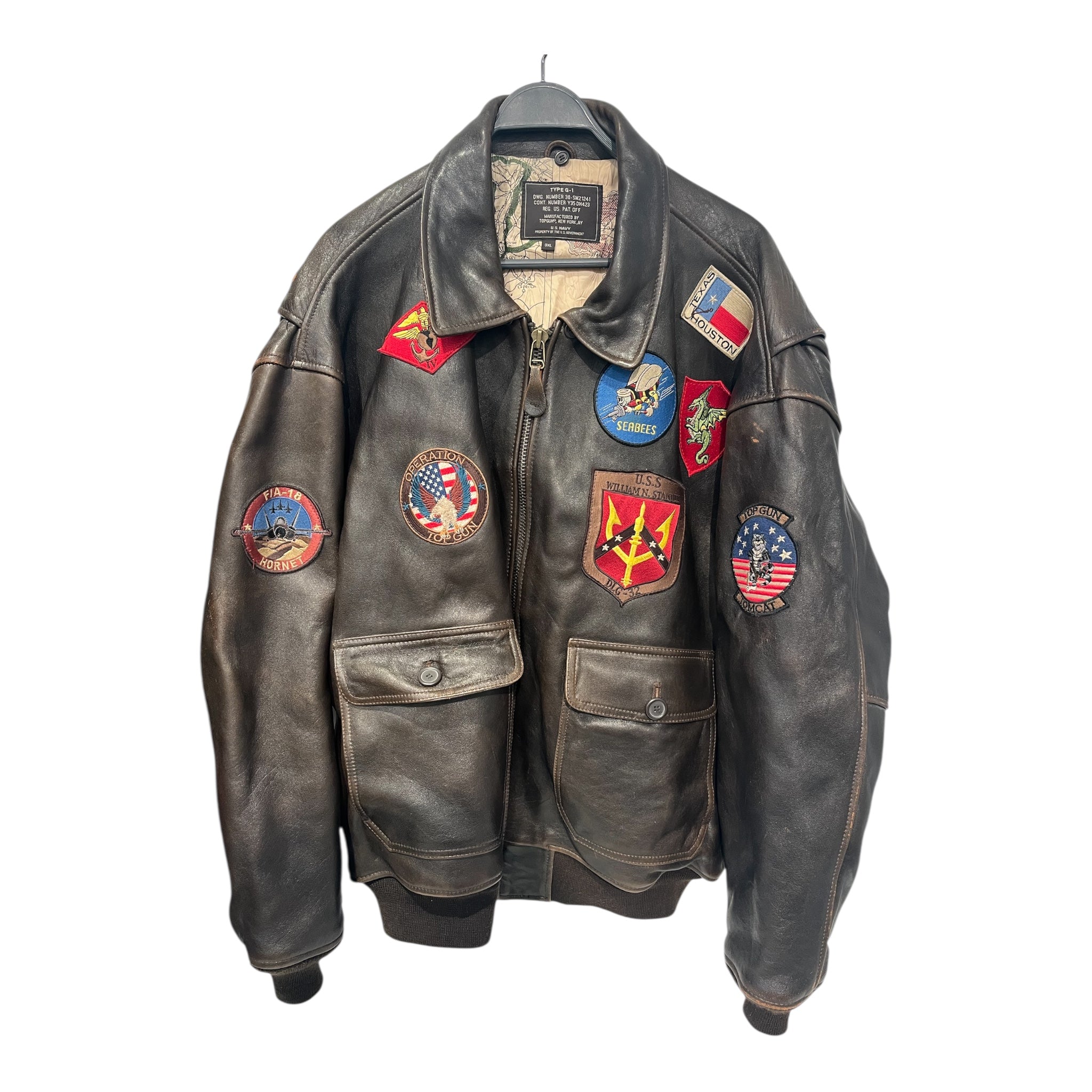 TOP GUN/Leather Jkt/XXXL/Leather/BRW/TOPGUN US NAVY JKT W/ PATCHES view 1