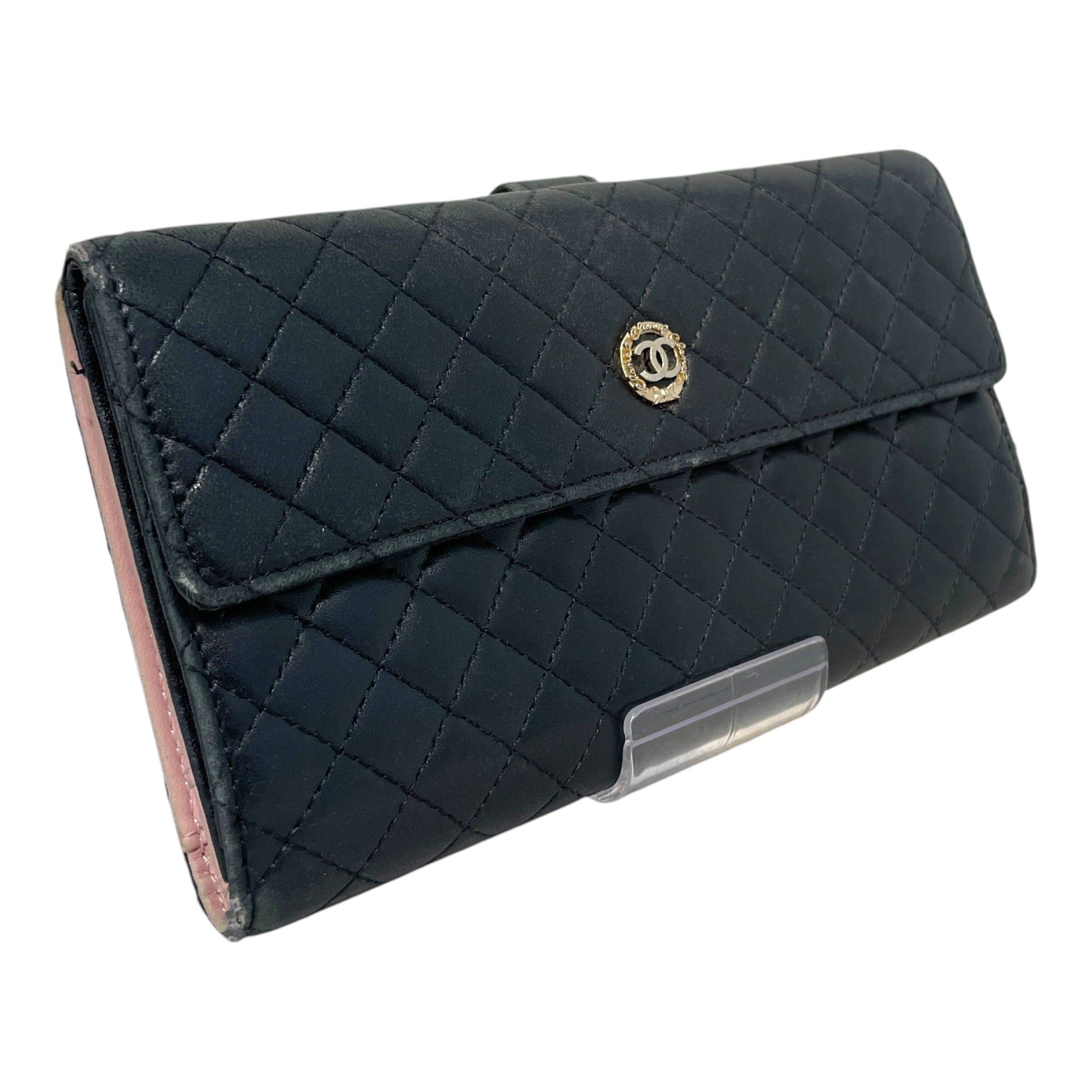 CHANEL/Long Wallet/Lambskin/BLK/Quilted Lambskin CC Bow Logo view 1
